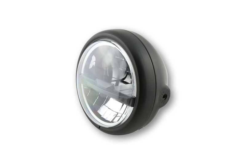 HIGHSIDER pro 5 3/4 pulgadas faro Pecos Tipo 5 LED negro, lente negra, iluminación lateral