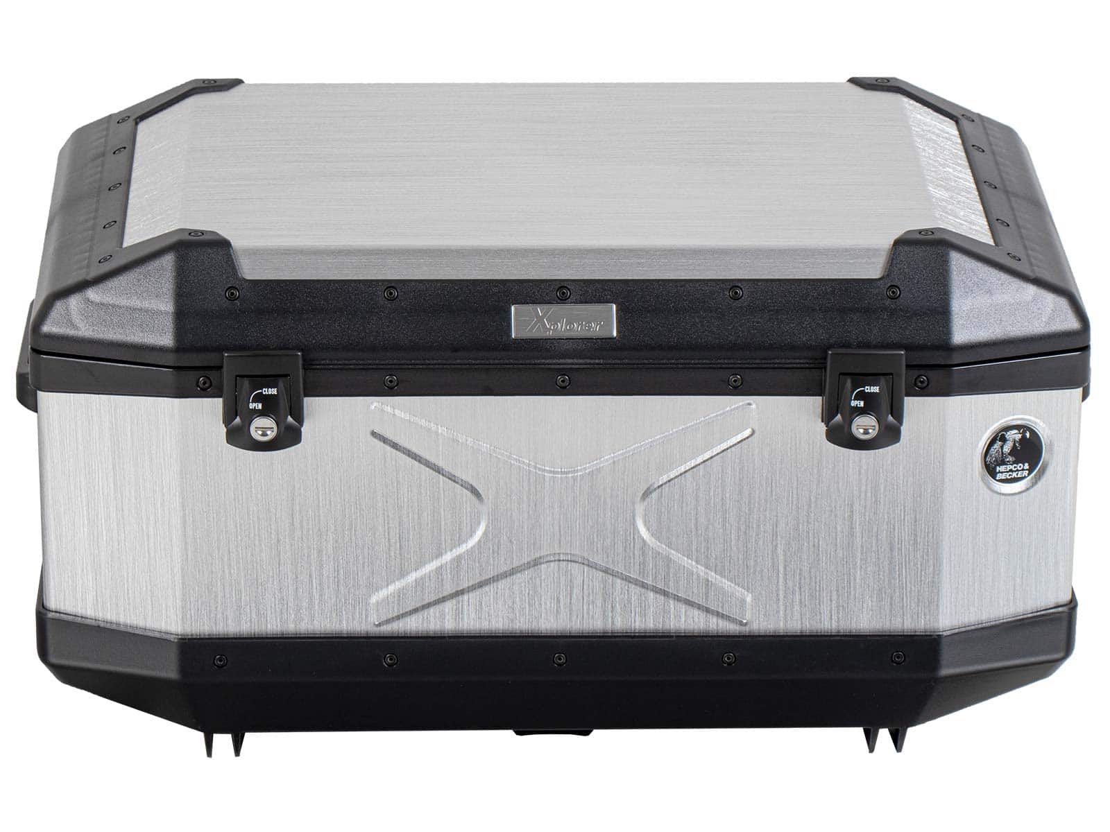 Maletín superior de aluminio Xplorer 60 litros aluminio plata Hepco & Becker