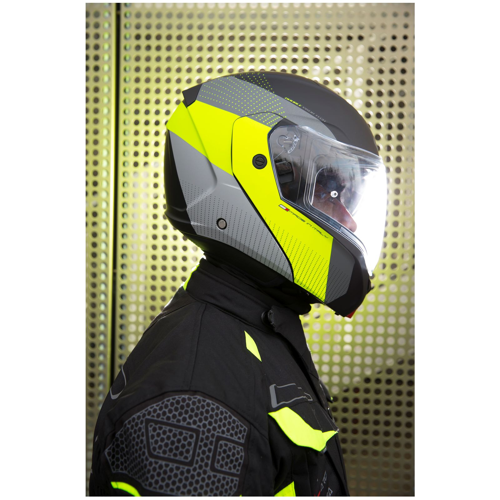 Casco Caberg Horus Scout, negro mate/amarillo fluo-gris