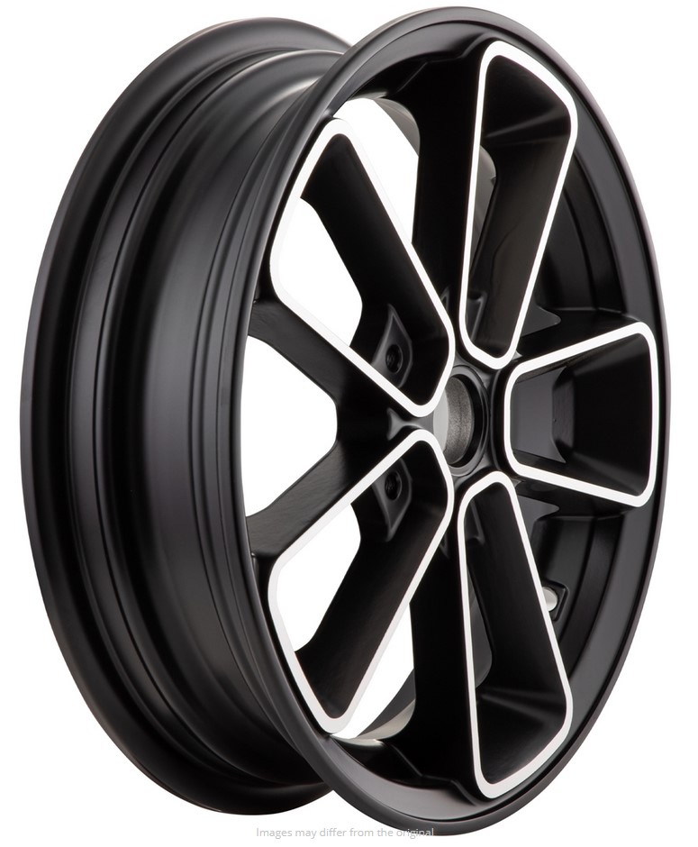 Llanta delantera/trasera 12" para Vespa GTS/GTS Super/GTV/GT 125-300cc, negra con llanta plateada