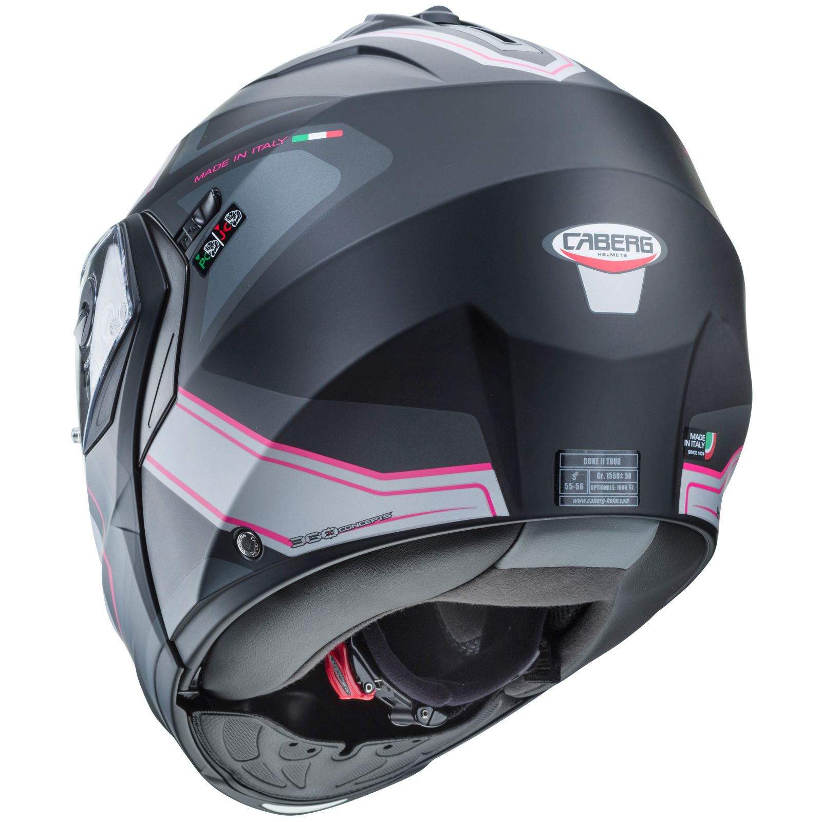 Casco Caberg Duke II Tour, negro mate/antracita fucsia