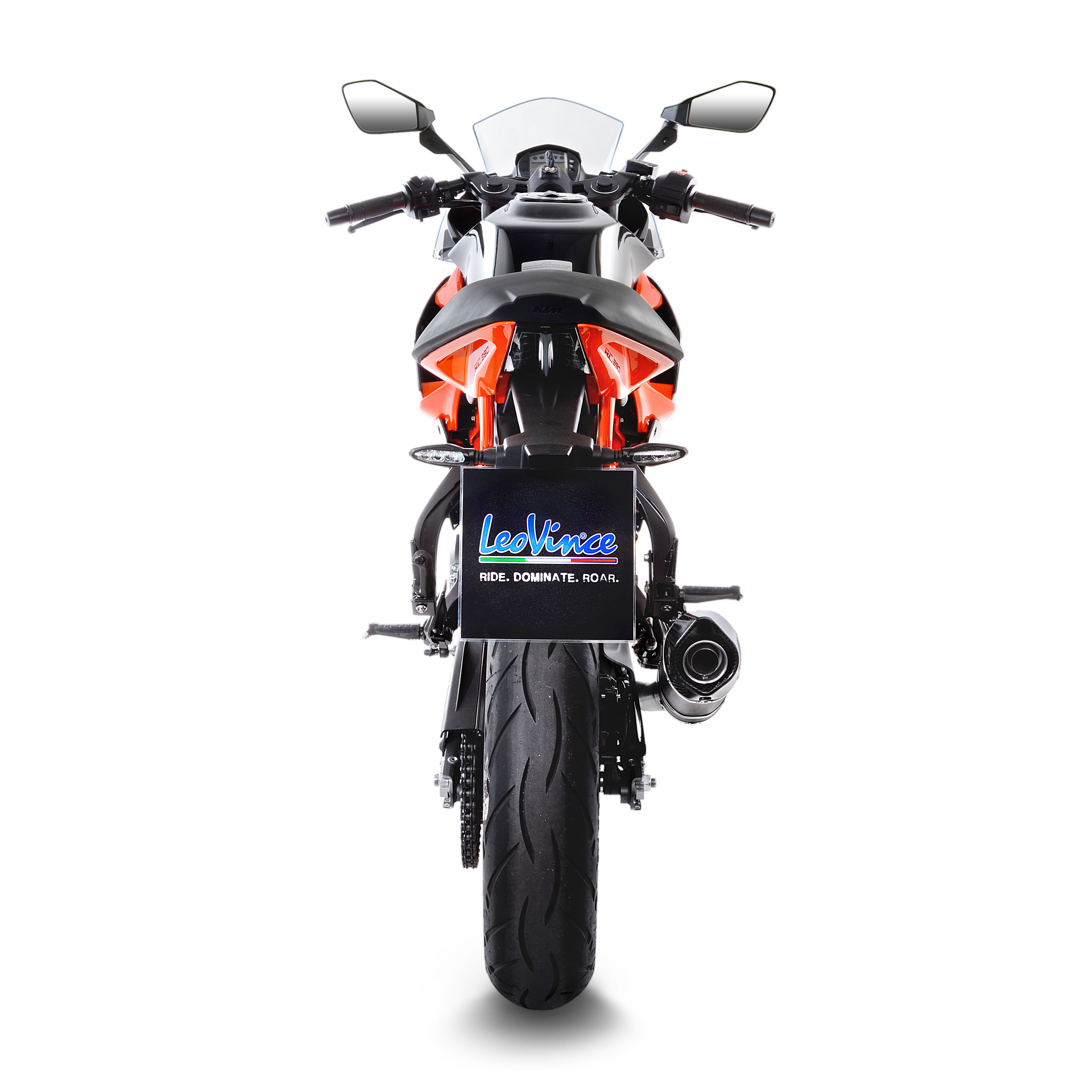 Sistema de escape LeoVince SBK LV One Evo 2, carbono, slip on para KTM Duke / RC (Bj.17-19)
