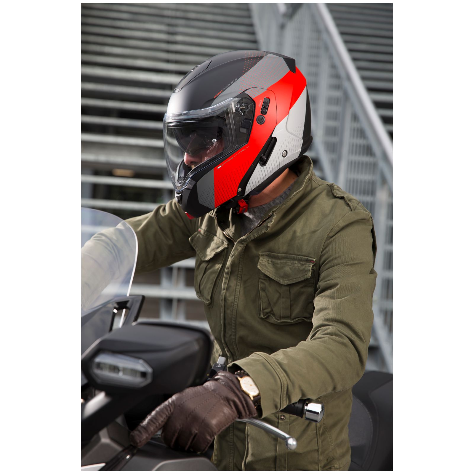 Casco Caberg Horus Scout, negro mate/gris flúor