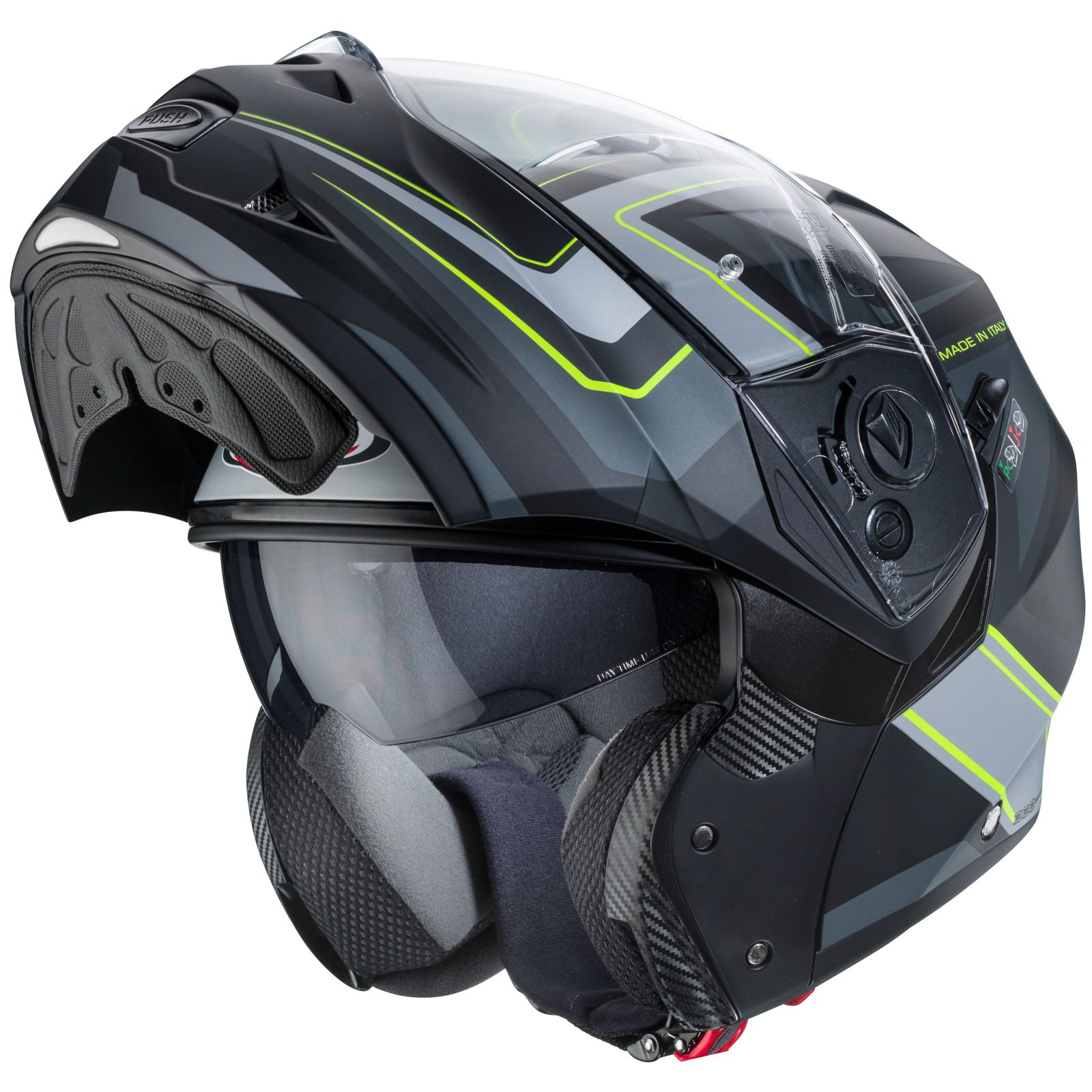 Casco Caberg Duke II Tour, negro mate/amarillo fluo antracita
