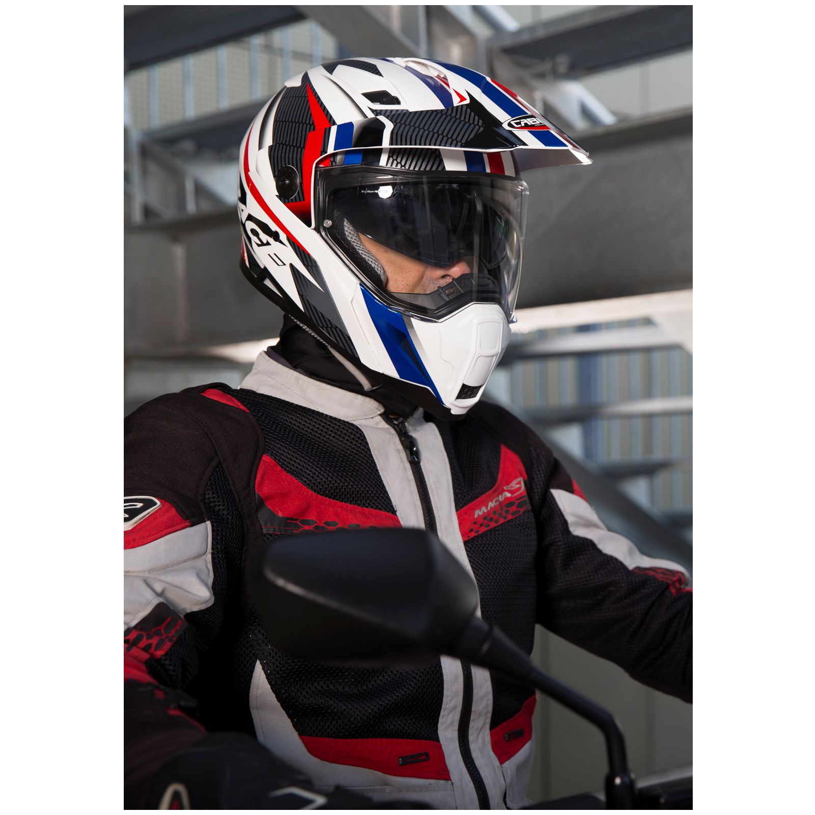 Casco Caberg Xtrace Savana, blanco/rojo-azul