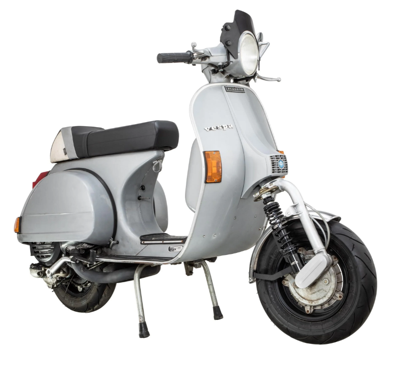 Guardabarros 2.0 Garelli para Vespa PX 80-200ccm, acero inoxidable pulido, soporte negro
