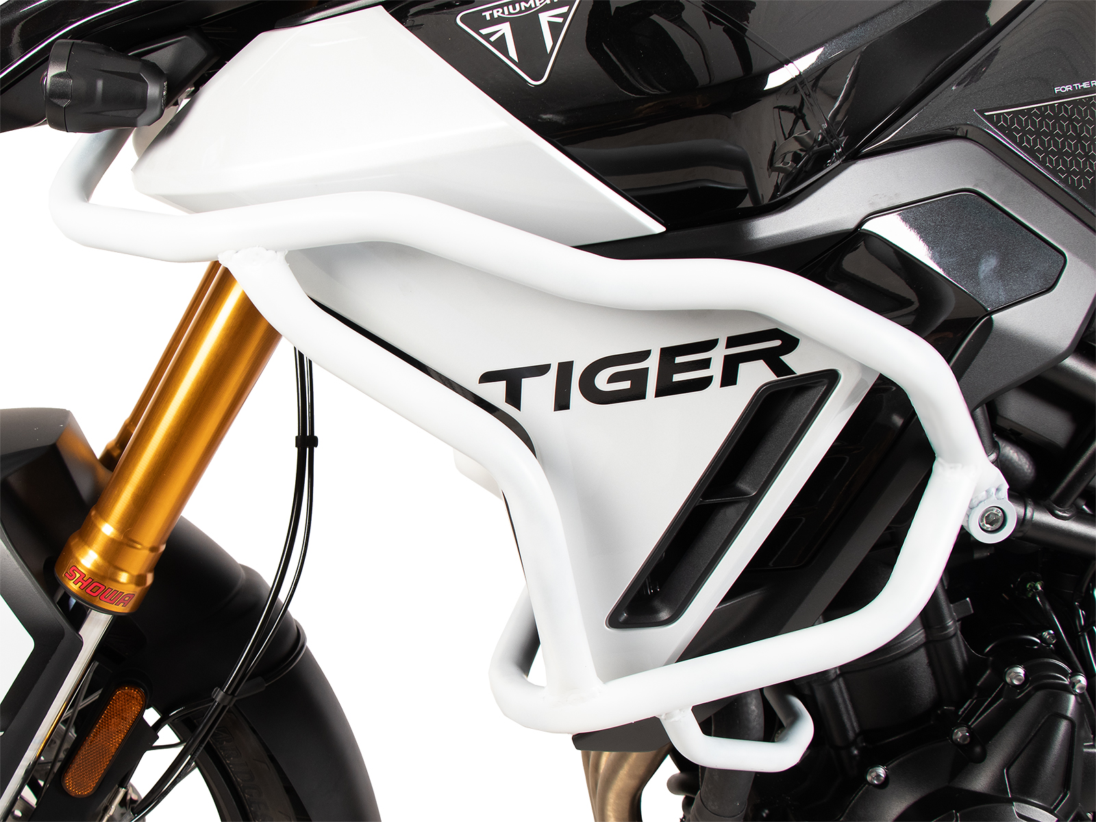 Barra de protección del depósito "Solid" blanca para Triumph Tiger 900 Rally Pro (24-) Hepco & Becker