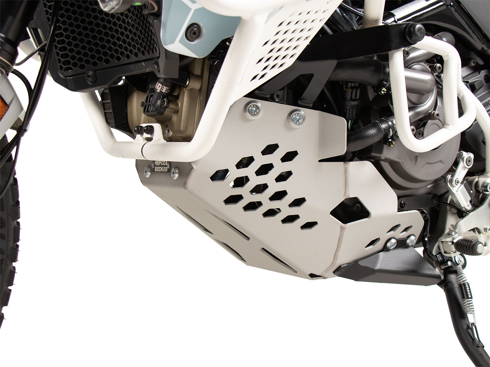 Placa de protección del motor plateada para Ducati Desert X Rally (24-) Hepco & Becker