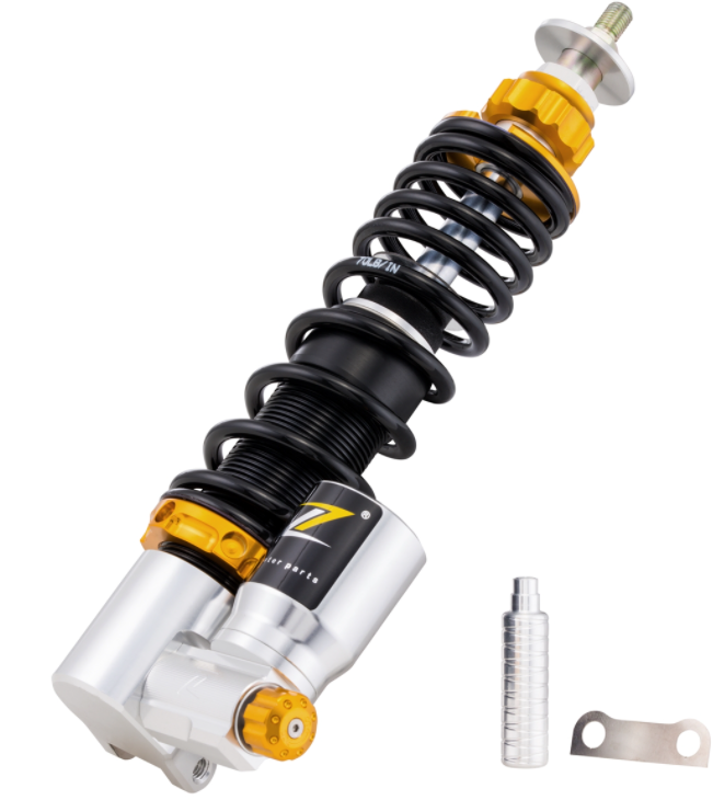 Amortiguador "Black Edition", delantero para Vespa Primavera/Sprint 50 -150cc ('17-), plata/naranja/negro