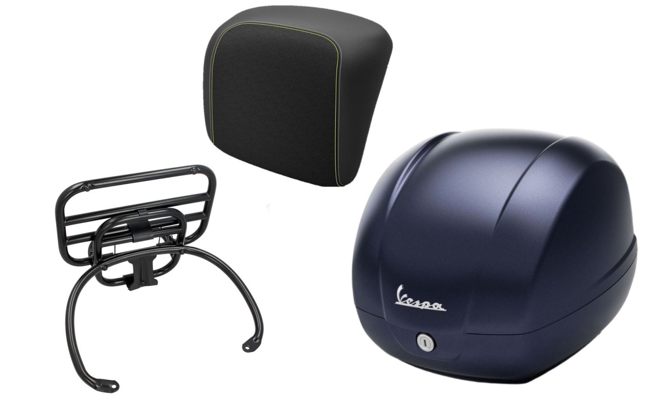 Kit baúl 36L azul oscuro mate opaco (288/A), portaequipajes negro para Vespa GTS 125/300/310