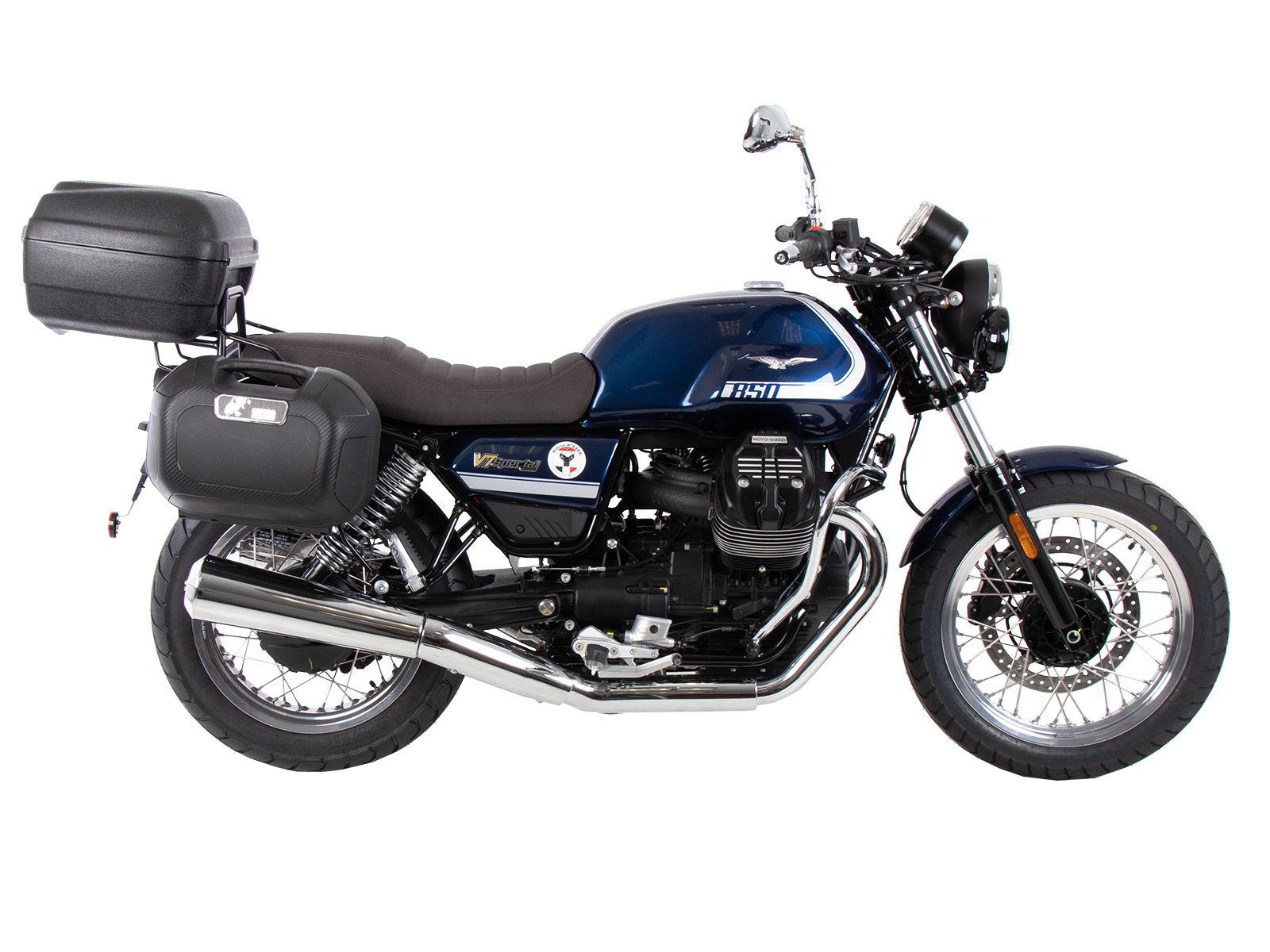 Soporte lateral C-Bow negro para Moto Guzzi V7 850 Special/Stone/Centenario (21-24) Hepco & Becker