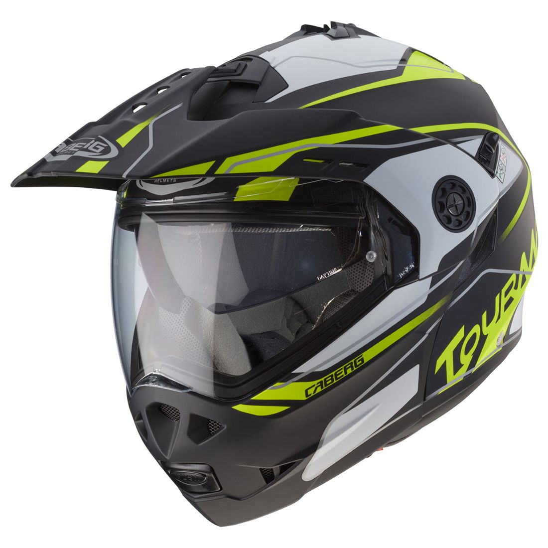Casco Caberg Tourmax Marathon, negro mate/blanco-amarillo