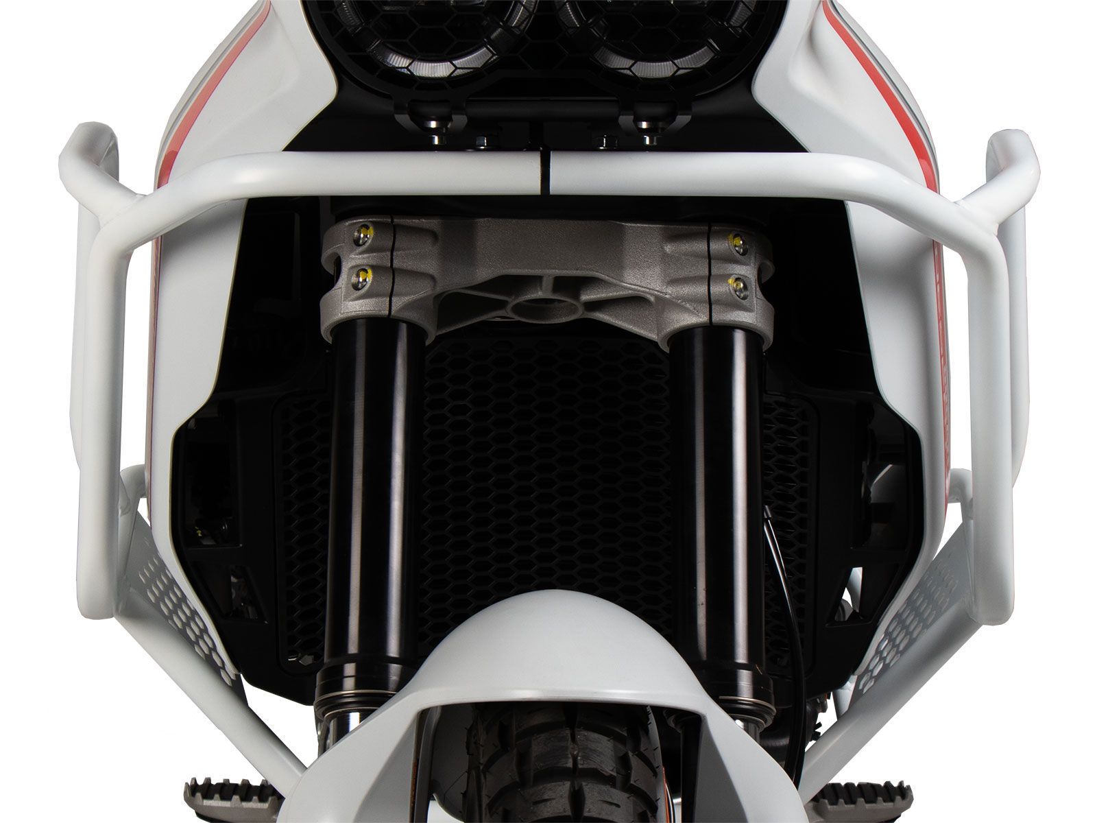 Barra protectora de depósito blanca para Ducati Desert X Rally (24-) Hepco & Becker