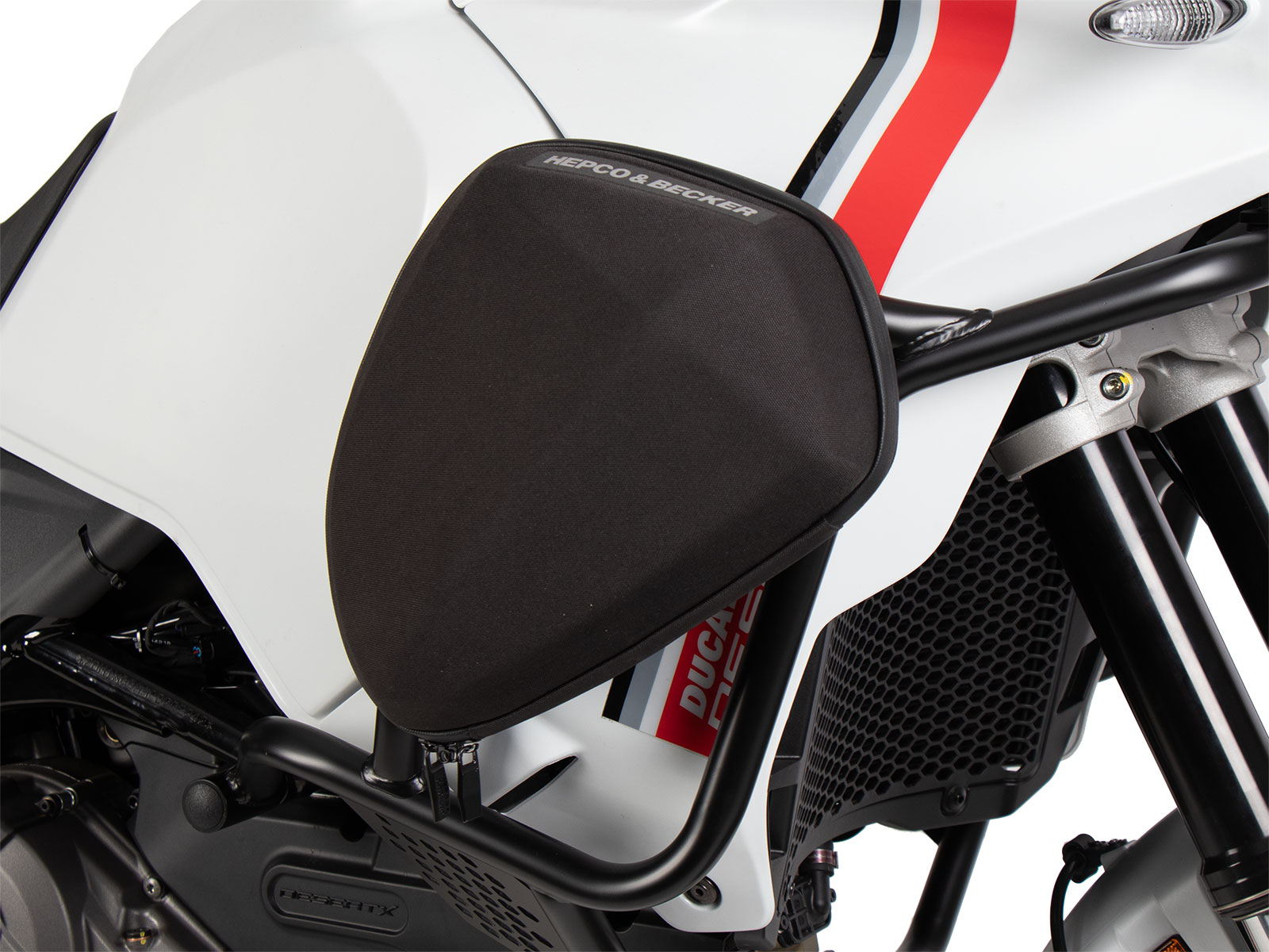 Barra protectora de depósito blanca para Ducati Desert X Rally (24-) Hepco & Becker