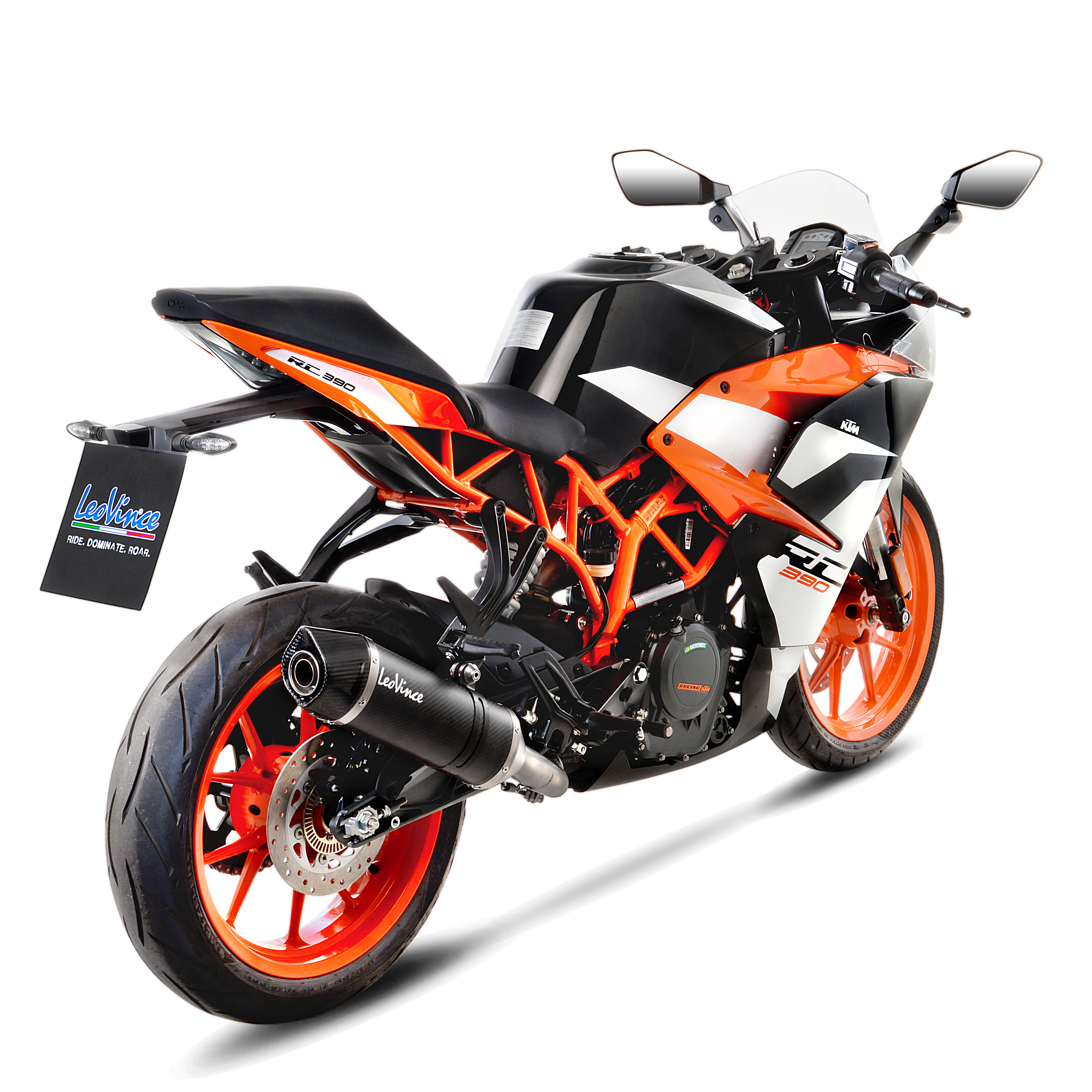 Sistema de escape LeoVince SBK LV One Evo 2, carbono, slip on para KTM Duke / RC (Bj.17-19)