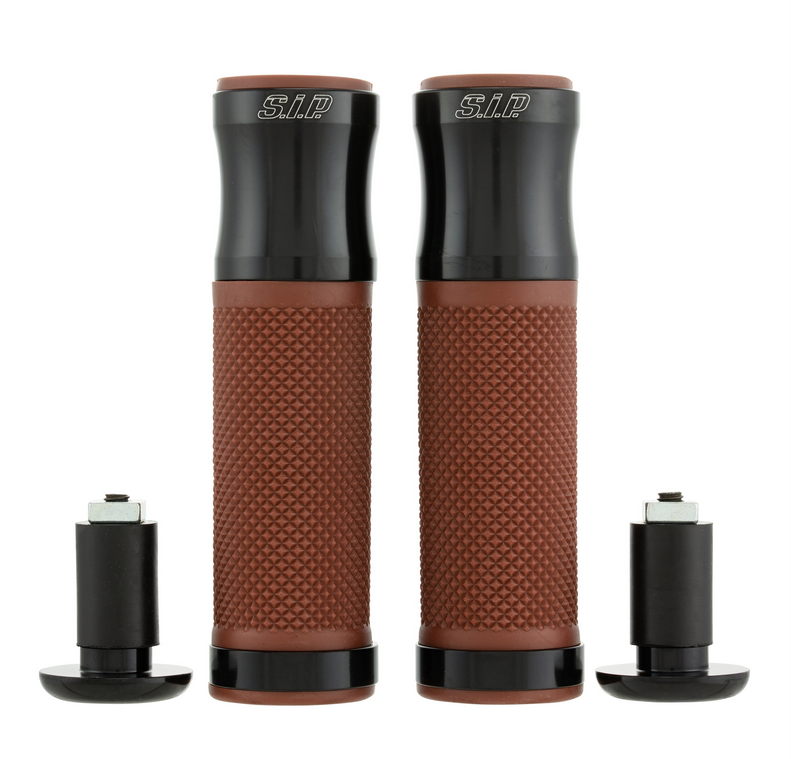 Puños Ø 24/24 mm, L 125 mm para Vespa PX 125-200cc, negro brillante/marrón