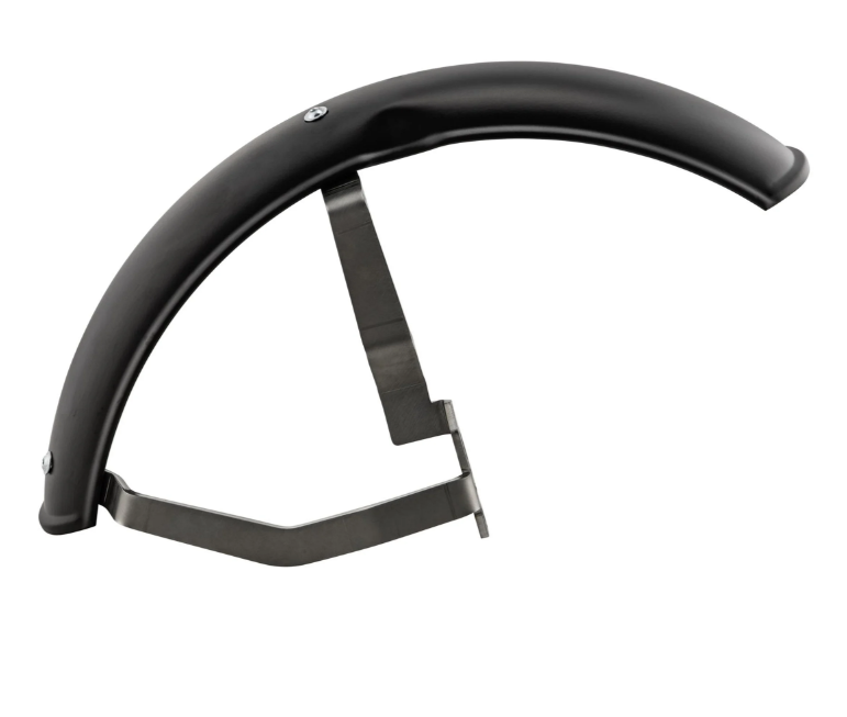 Guardabarros 2.0 Garelli para Vespa PX 80-200ccm, metal negro mate, soporte acero inoxidable cepillado