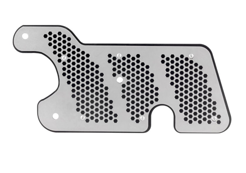 Embellecedor de escape basculante para Vespa GTS/GTS Super 125/150cc 4T LC iGet (Euro4), negro/plateado