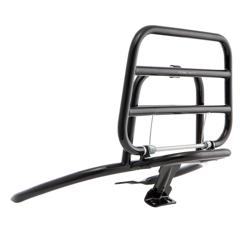 Portaequipajes trasero para Vespa Primavera /Sprint 50-150ccm, plegable, negro brillante