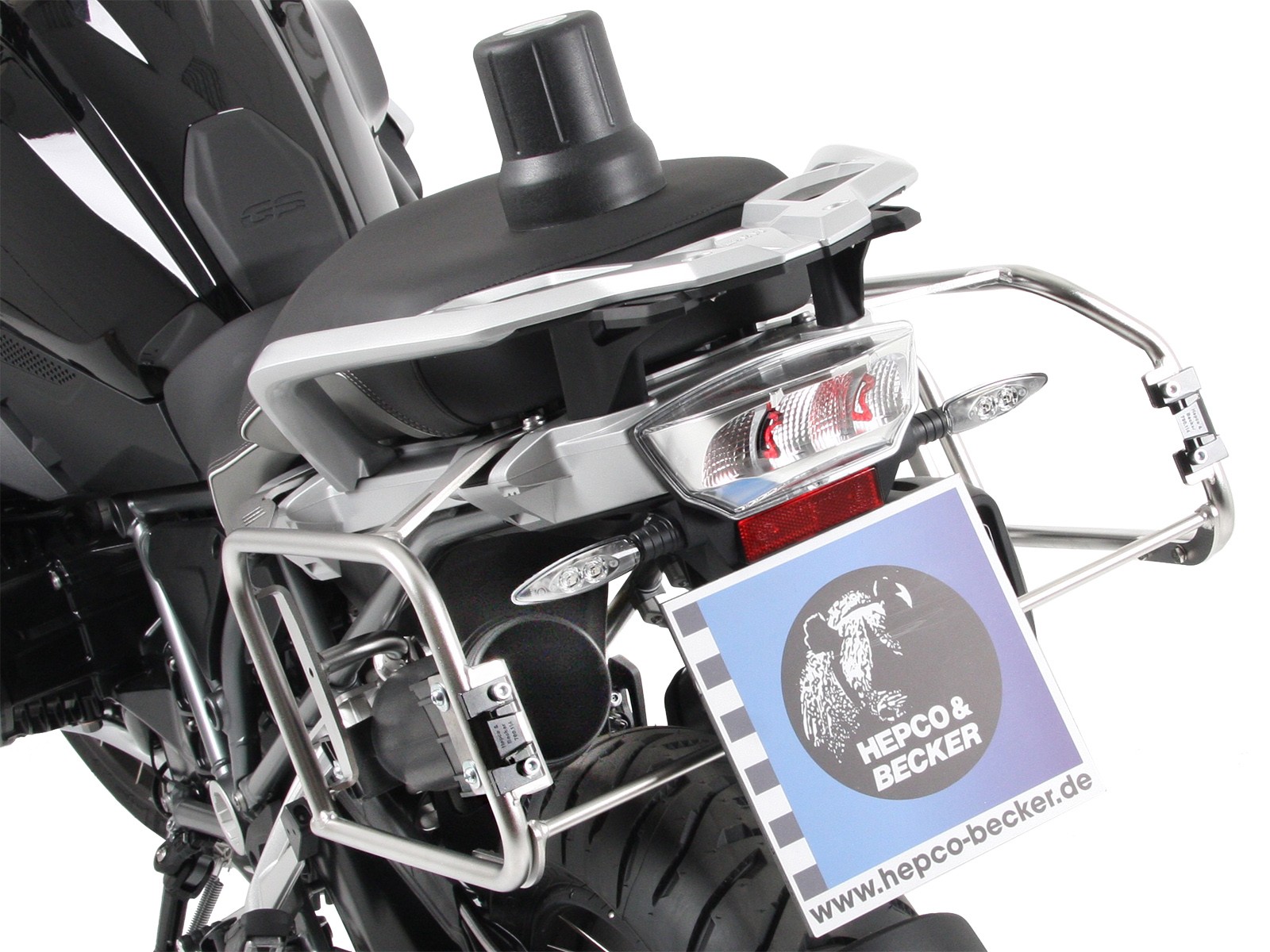Caja de herramientas negra para portaequipajes lateral recortado para BMW R 1250 GS (19-23) Hepco & Becker