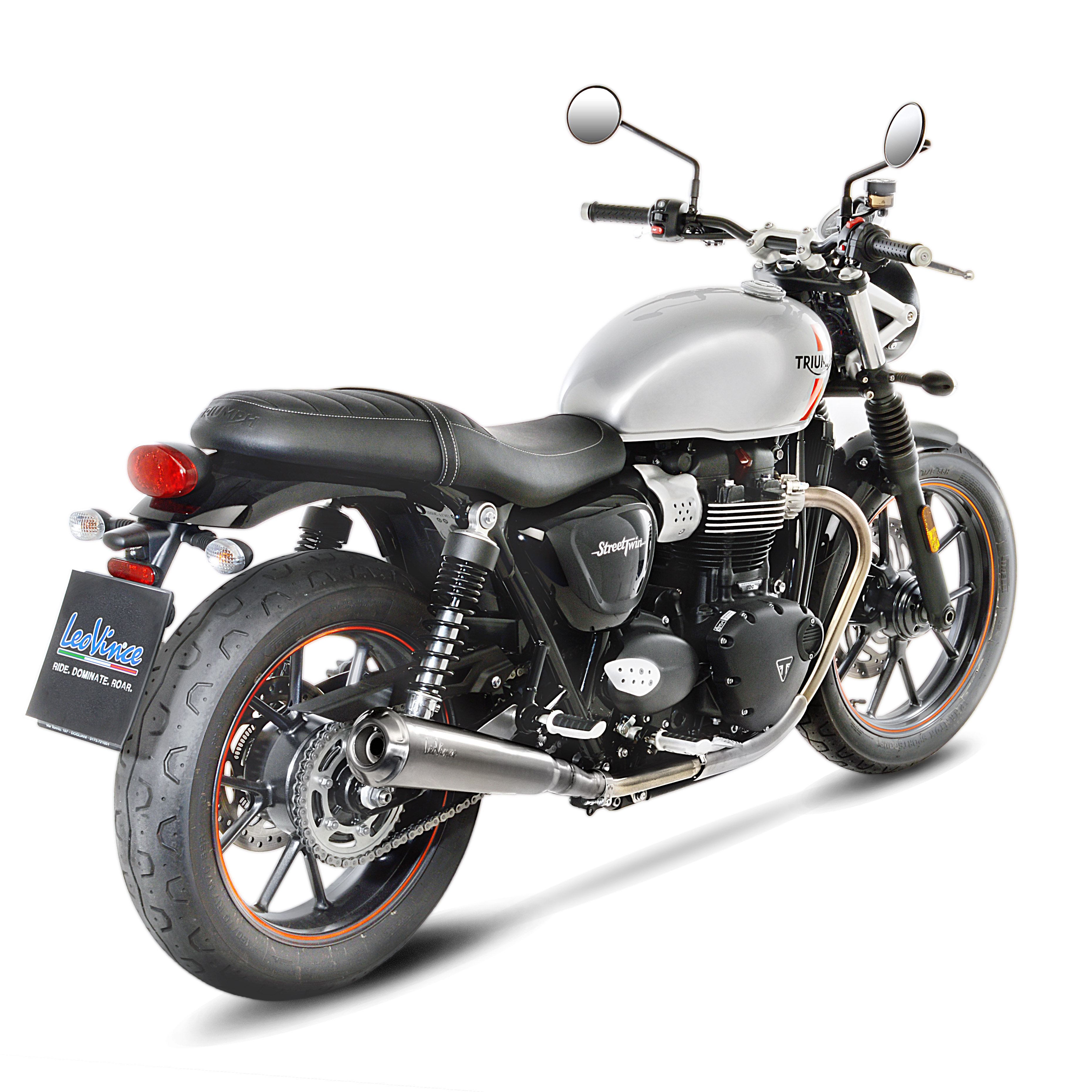 Sistema de escape LeoVince Classic Racer, acero inoxidable, Euro 4 para Triumph Street Twin (Bj.16-18)
