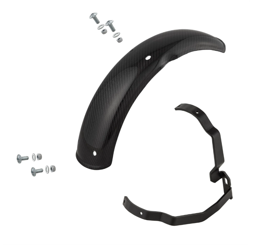 Guardabarros 2.0 Garelli EVO II para Vespa PX 80-200ccm, carbono transparente, soporte negro