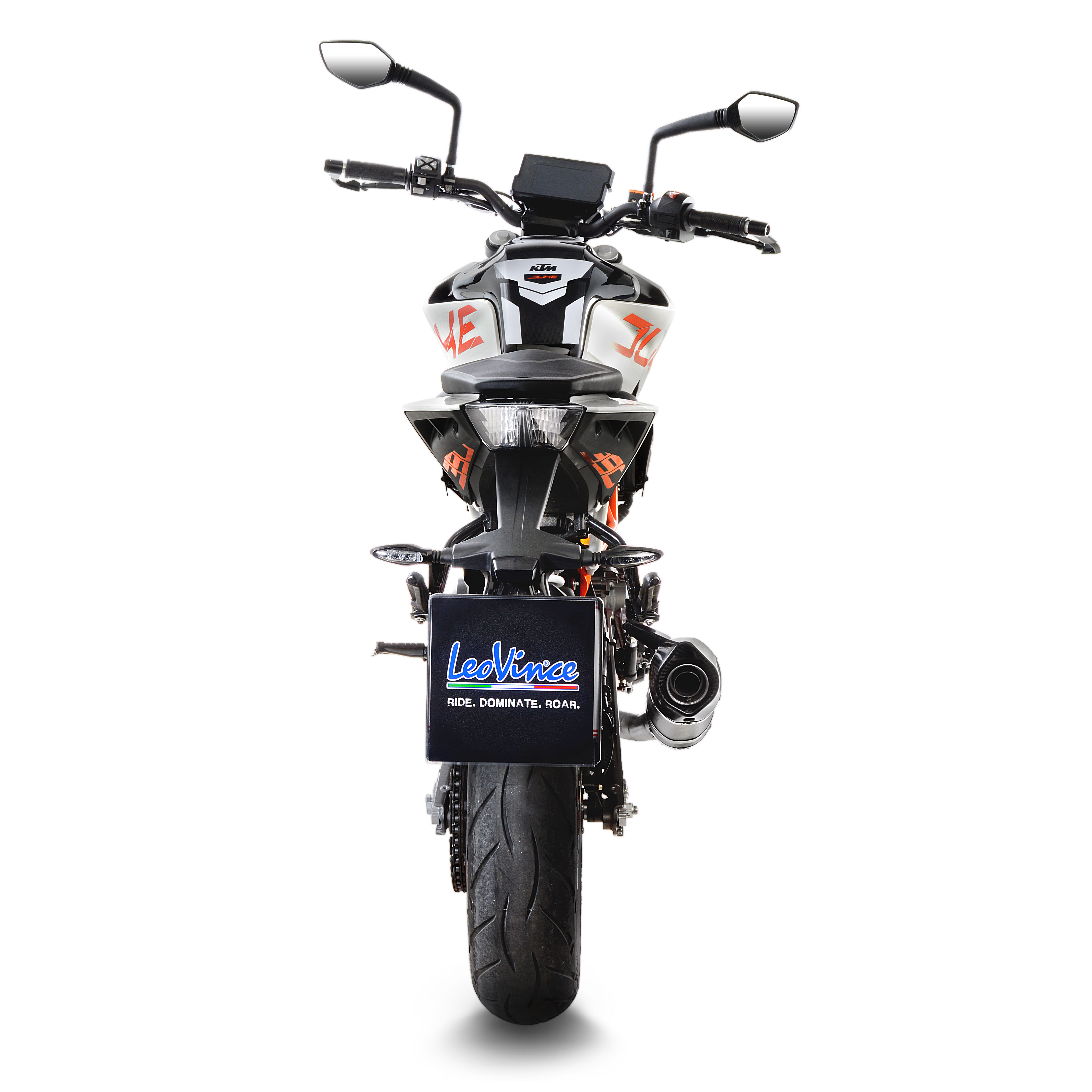 Sistema de escape LeoVince SBK LV One Evo 2, carbono, slip on para KTM Duke / RC (Bj.17-19)