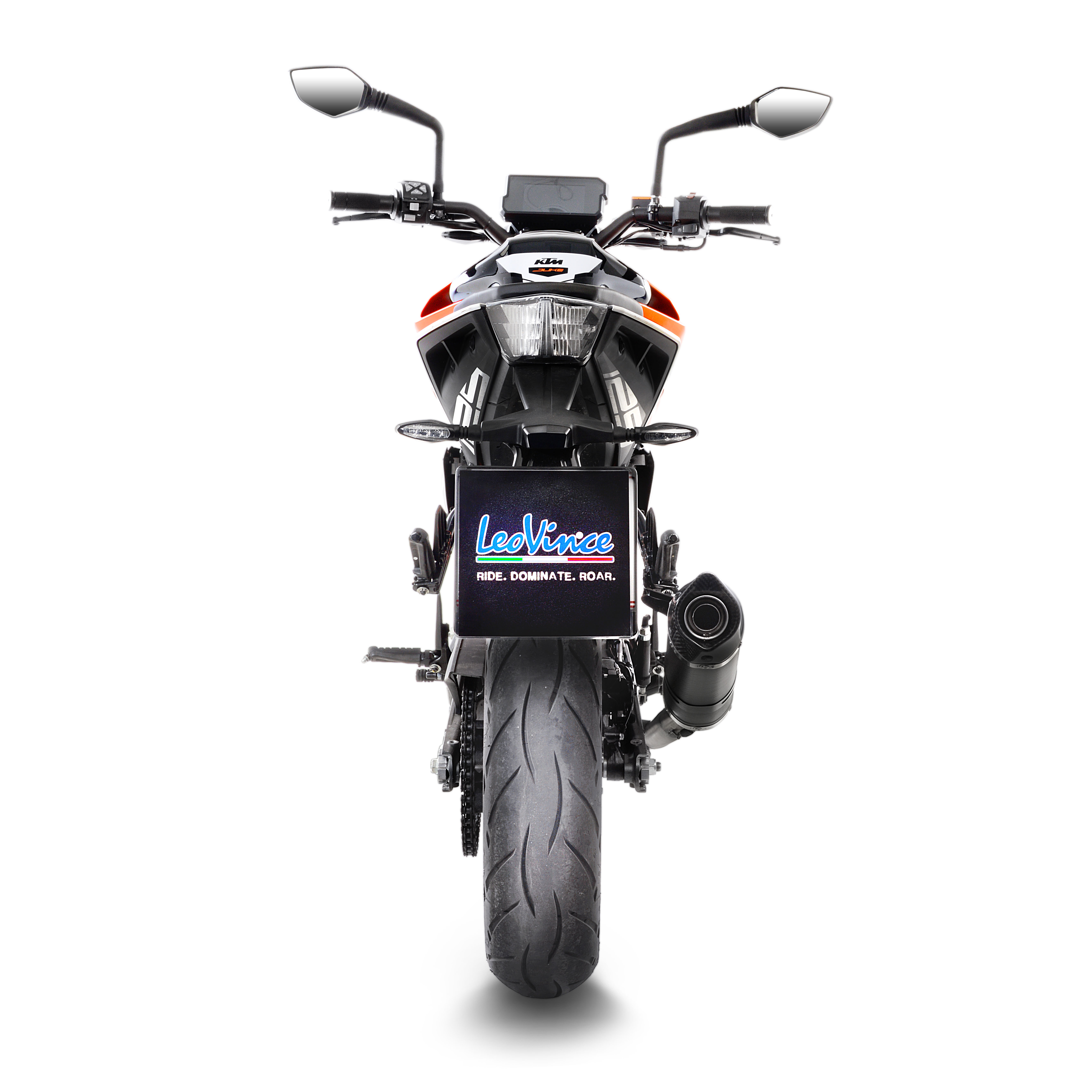 Sistema de escape LeoVince SBK LV One Evo 2, carbono, slip on para KTM Duke / RC (Bj.17-19)