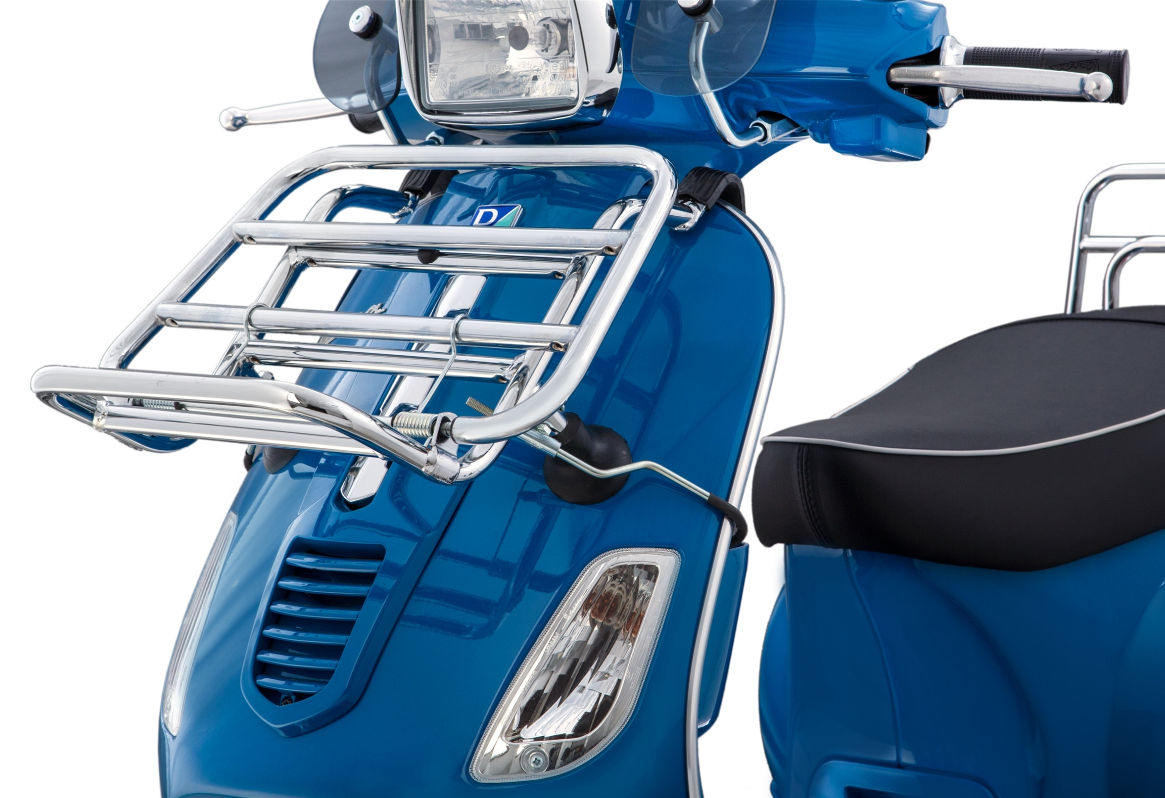 Portaequipajes delantero para Vespa S 50-150cc, plegable, cromado