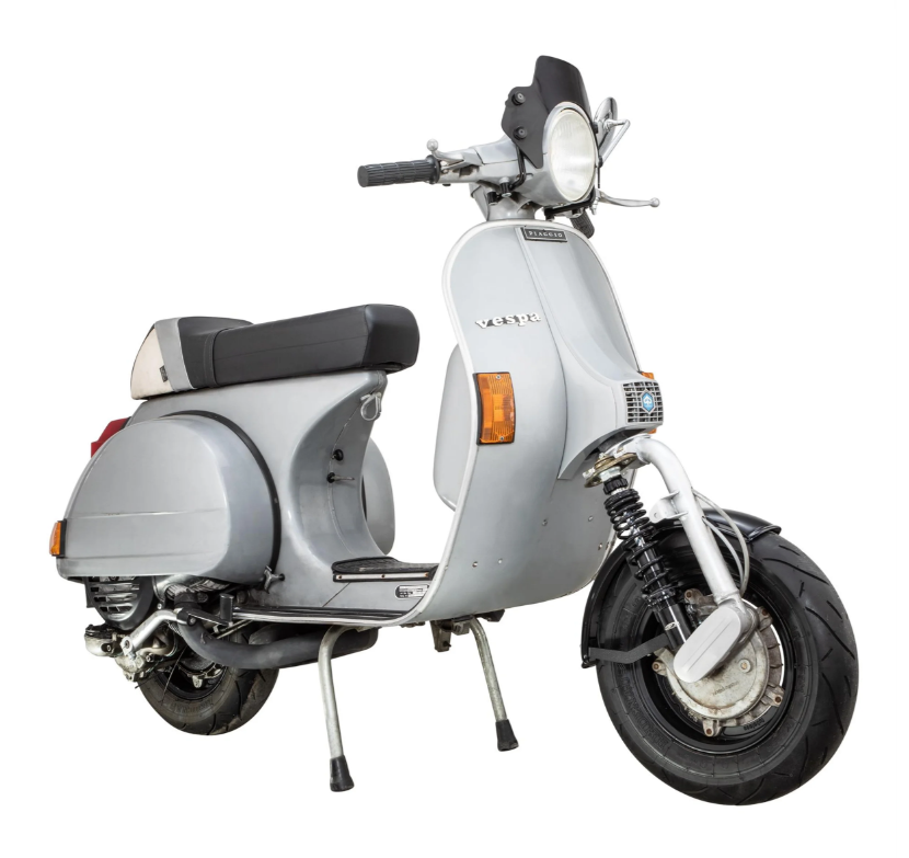 Guardabarros 2.0 Garelli para Vespa PX 80-200ccm, metal negro brillante, soporte negro