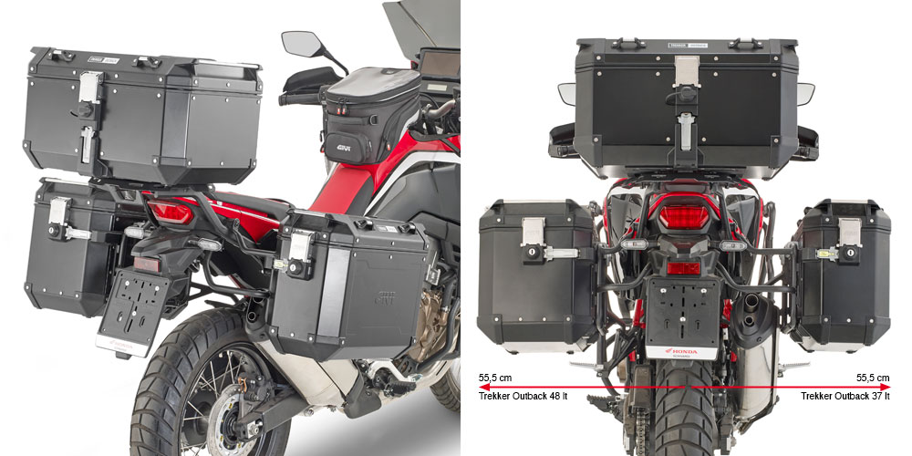 Portamaletas lateral PL ONE-FIT para Trekker Outback para Honda CRF1100L Africa Twin (Bj.20-23) Givi