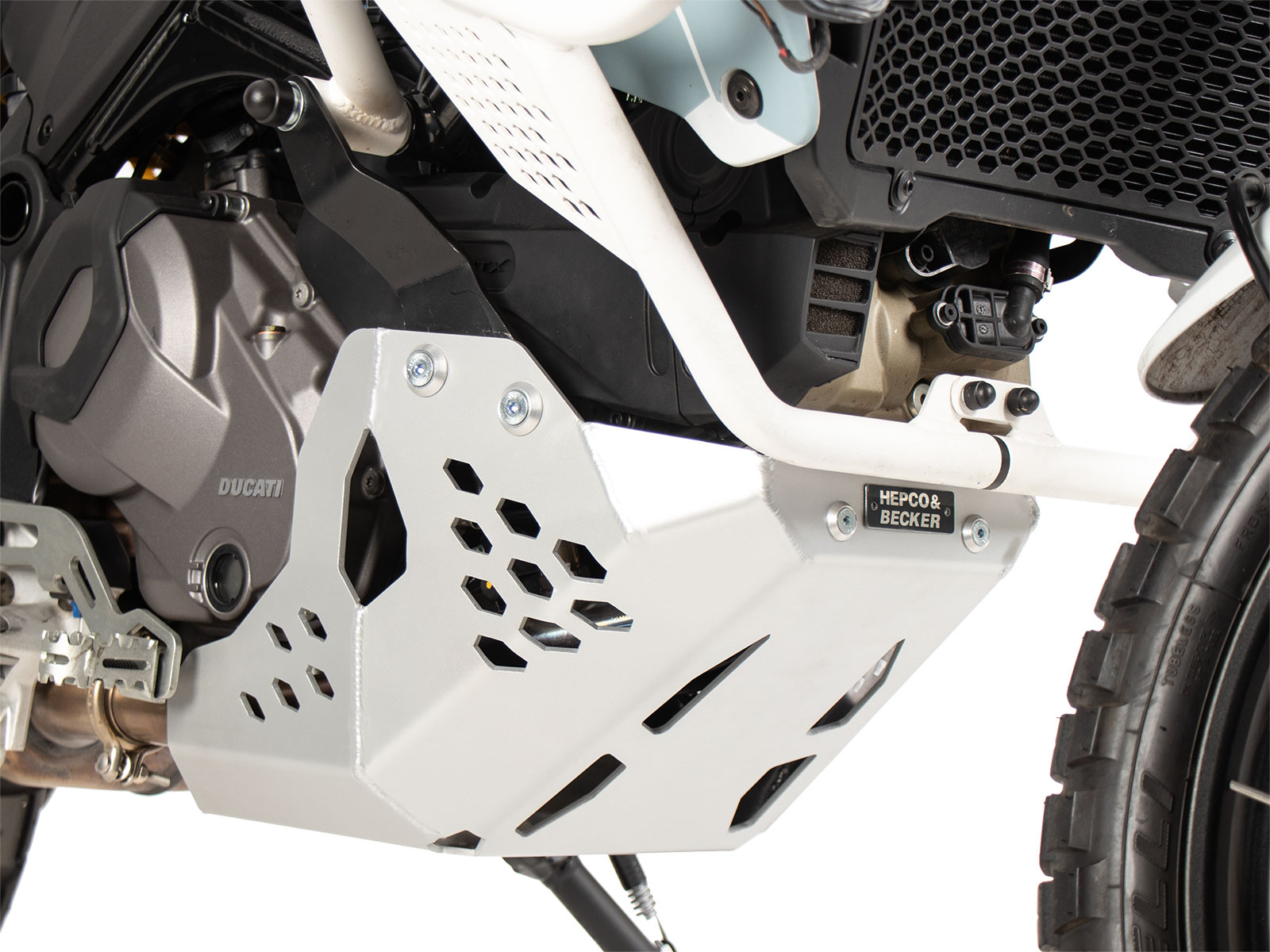 Placa de protección del motor plateada para Ducati Desert X Rally (24-) Hepco & Becker