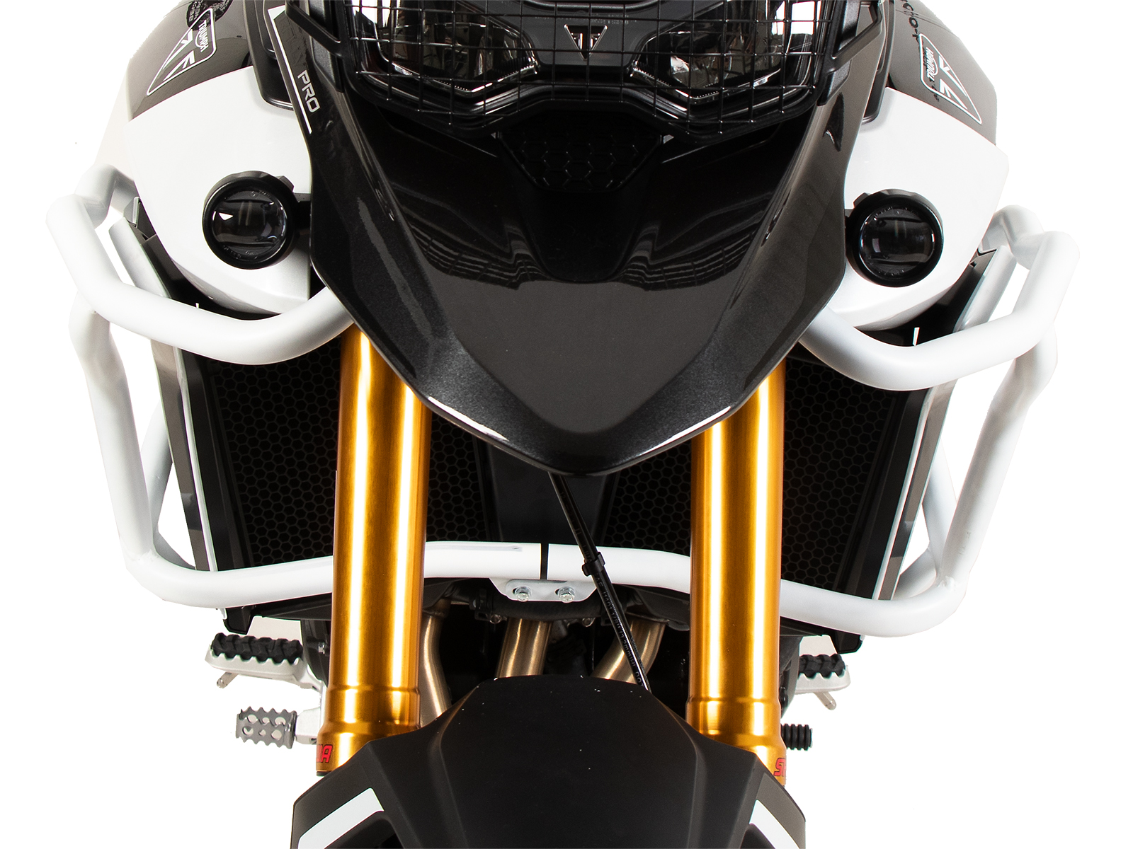 Barra de protección del depósito "Solid" blanca para Triumph Tiger 900 Rally Pro (24-) Hepco & Becker