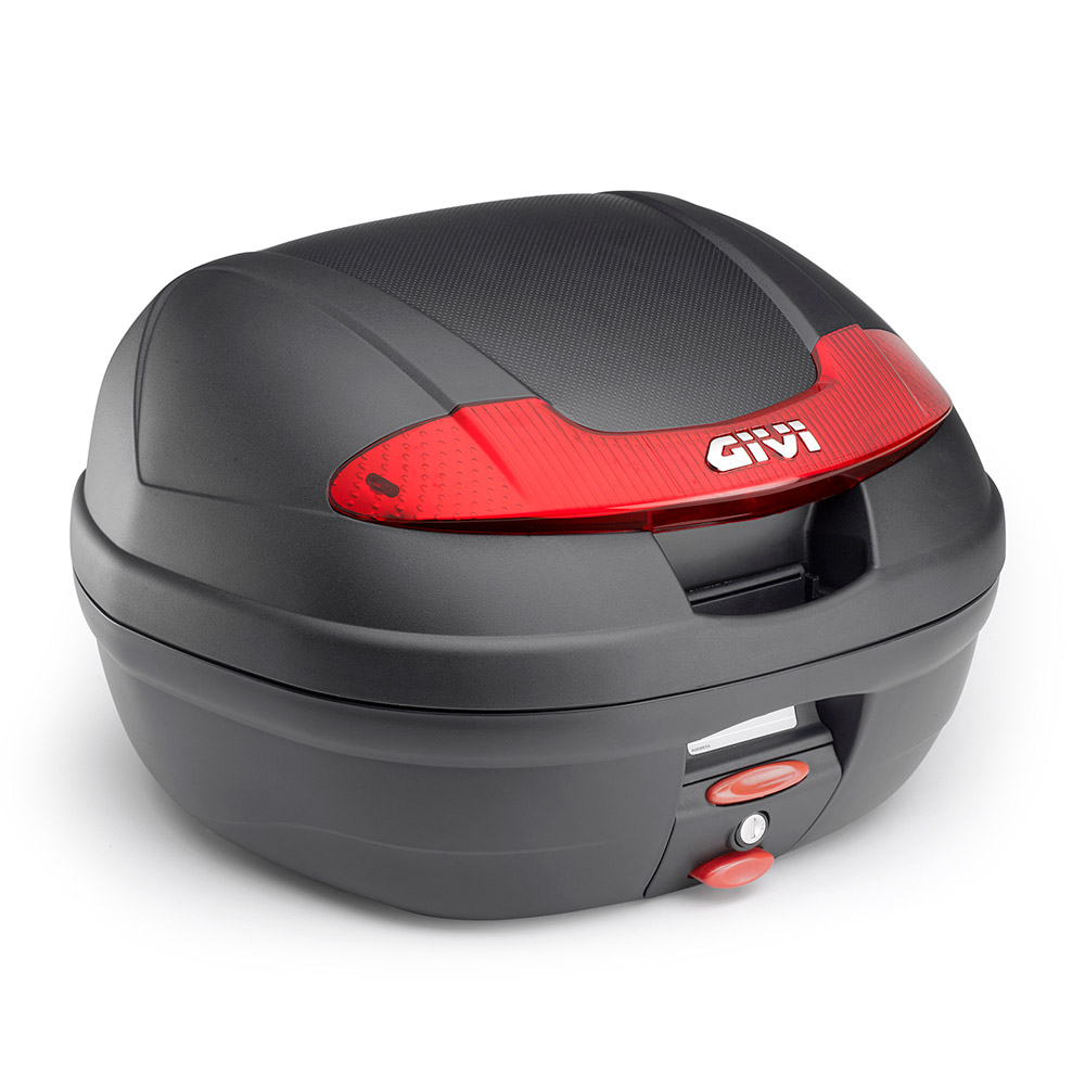 E340 Vision MONOLOCK topcase con reflectores rojos y placa Givi