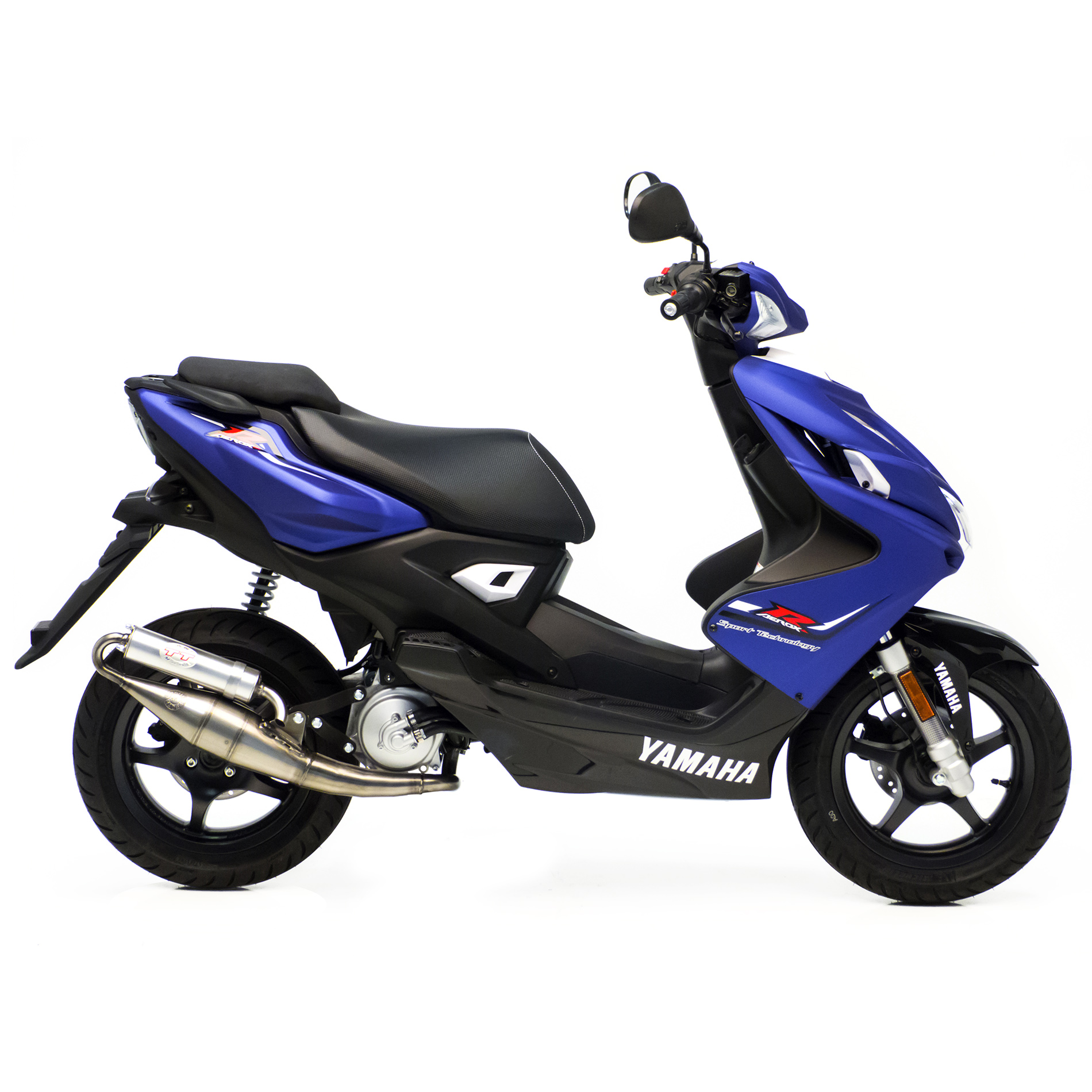 LeoVince Sistema de escape TT hecho a mano, acero, sistema completo para Yamaha Aerox 50