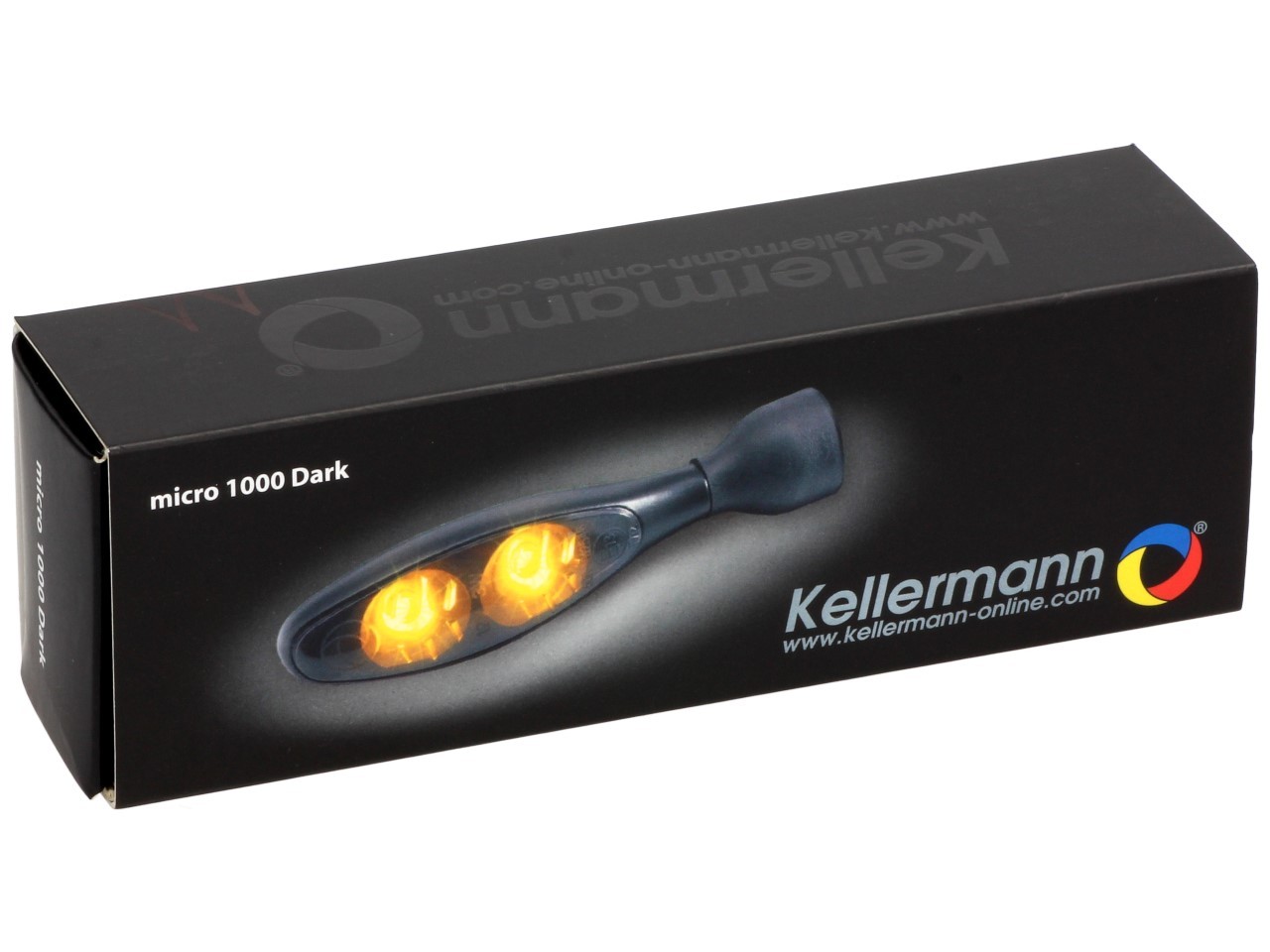 Indicador Kellermann, Micro 1000 LED Dark, acero, LED, V/H, L/R, 12 V, negro satinado, M8x20