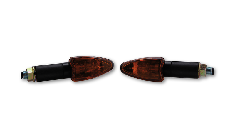 Bombillas HIGHSIDER Smart Arrow Mini carcasa de intermitente negra / lente naranja (par), delantera y trasera