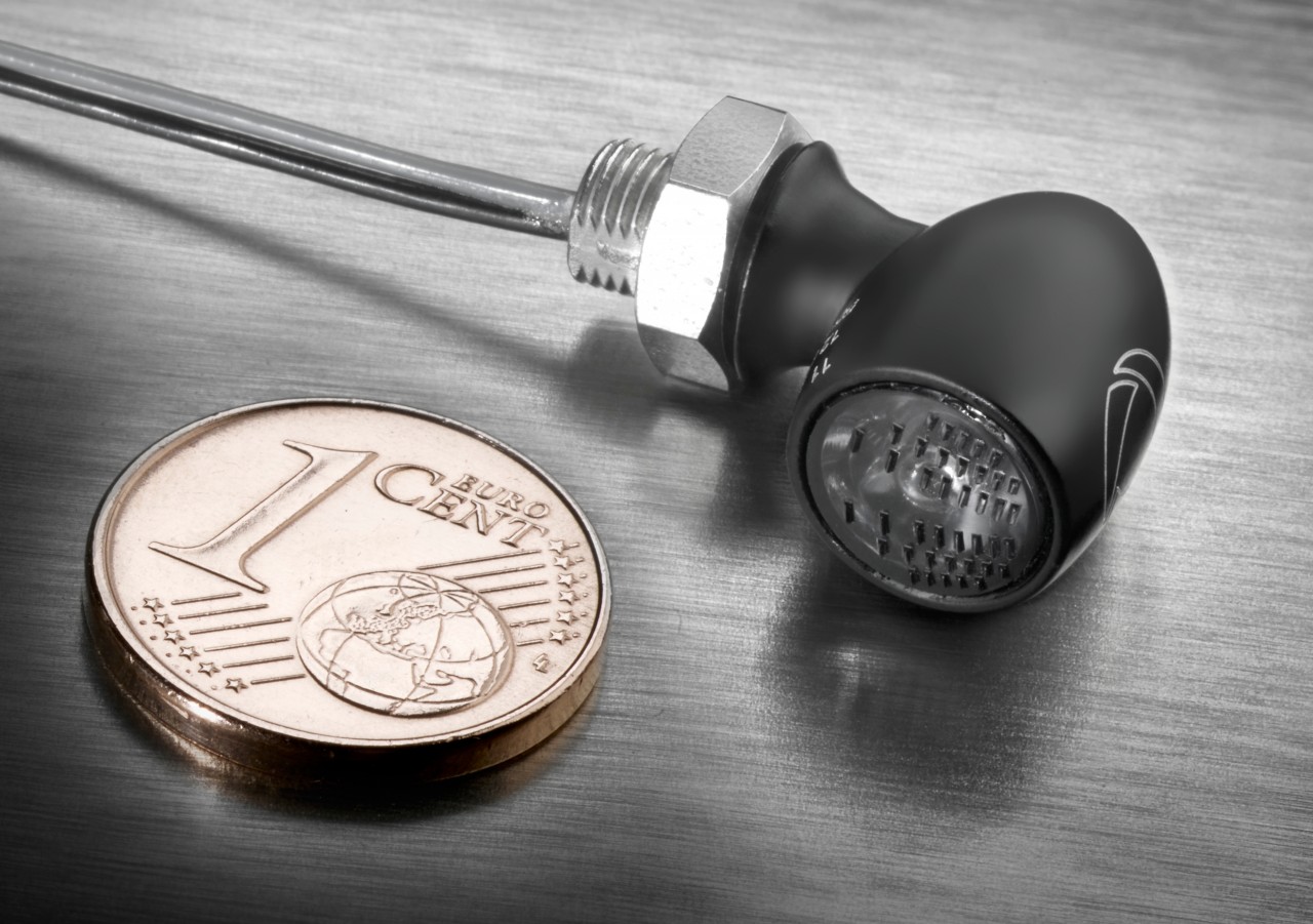 Indicador Kellermann, Atto Dark, aluminio, LED, V/H, L/R 12 V, negro satinado, M5x0,5x6,5