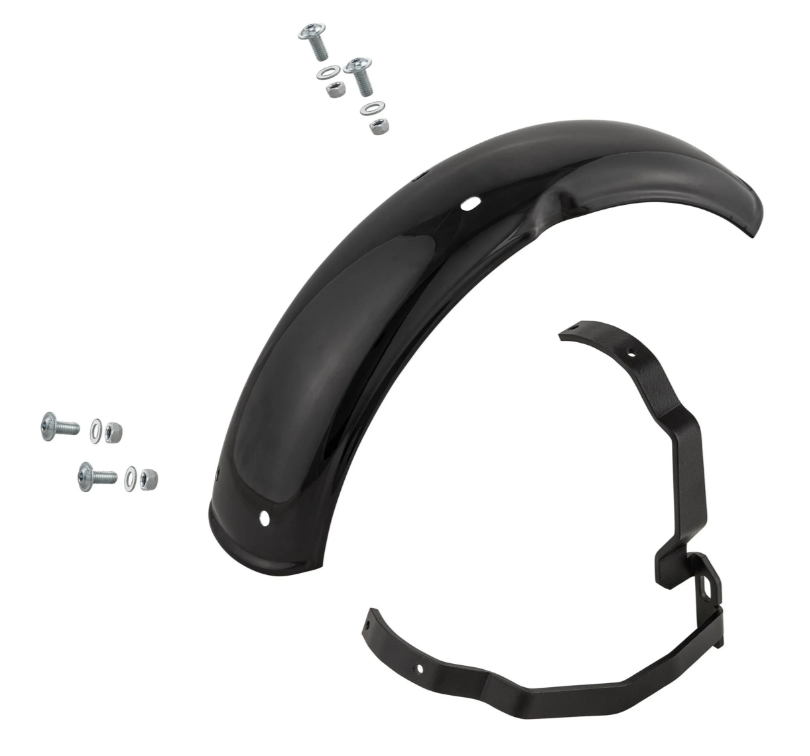 Guardabarros 2.0 Garelli para Vespa PX 80-200ccm, metal negro brillante, soporte negro