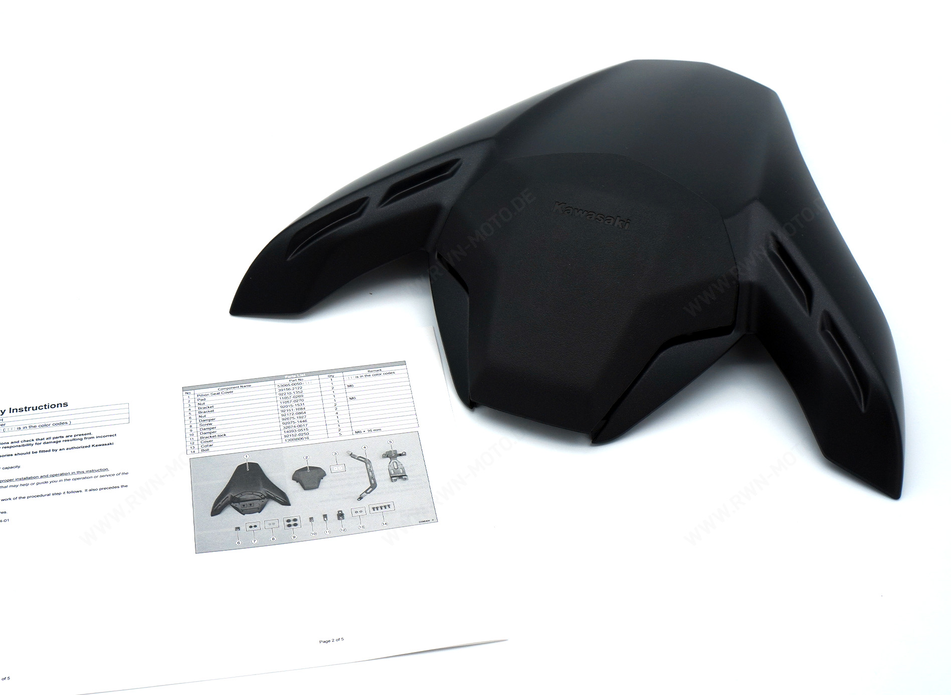 Cubierta del pasajero Negro Chispa Plano Metálico Z900 2020 Original Kawasaki