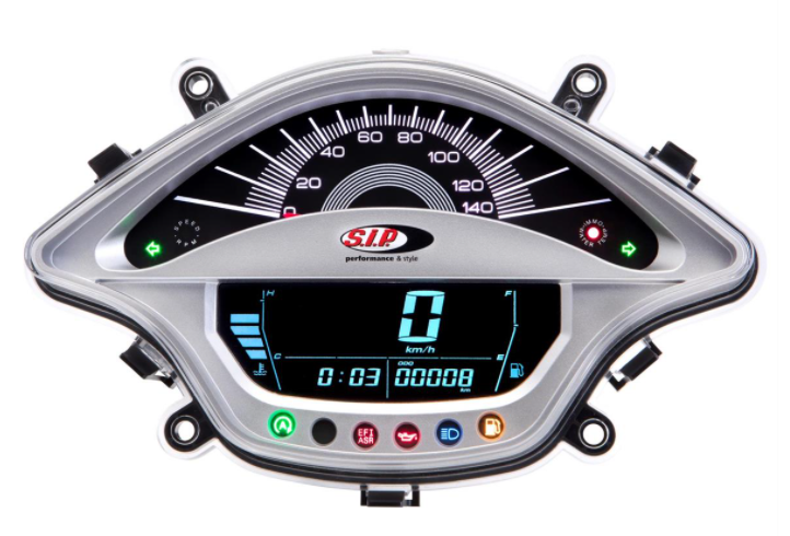 Cuentarrevoluciones/calendario para Vespa Primavera/Sprint 50-150cc 2T/4T AC, plata