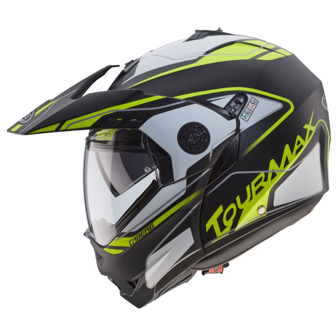 Casco Caberg Tourmax Marathon, negro mate/blanco-amarillo