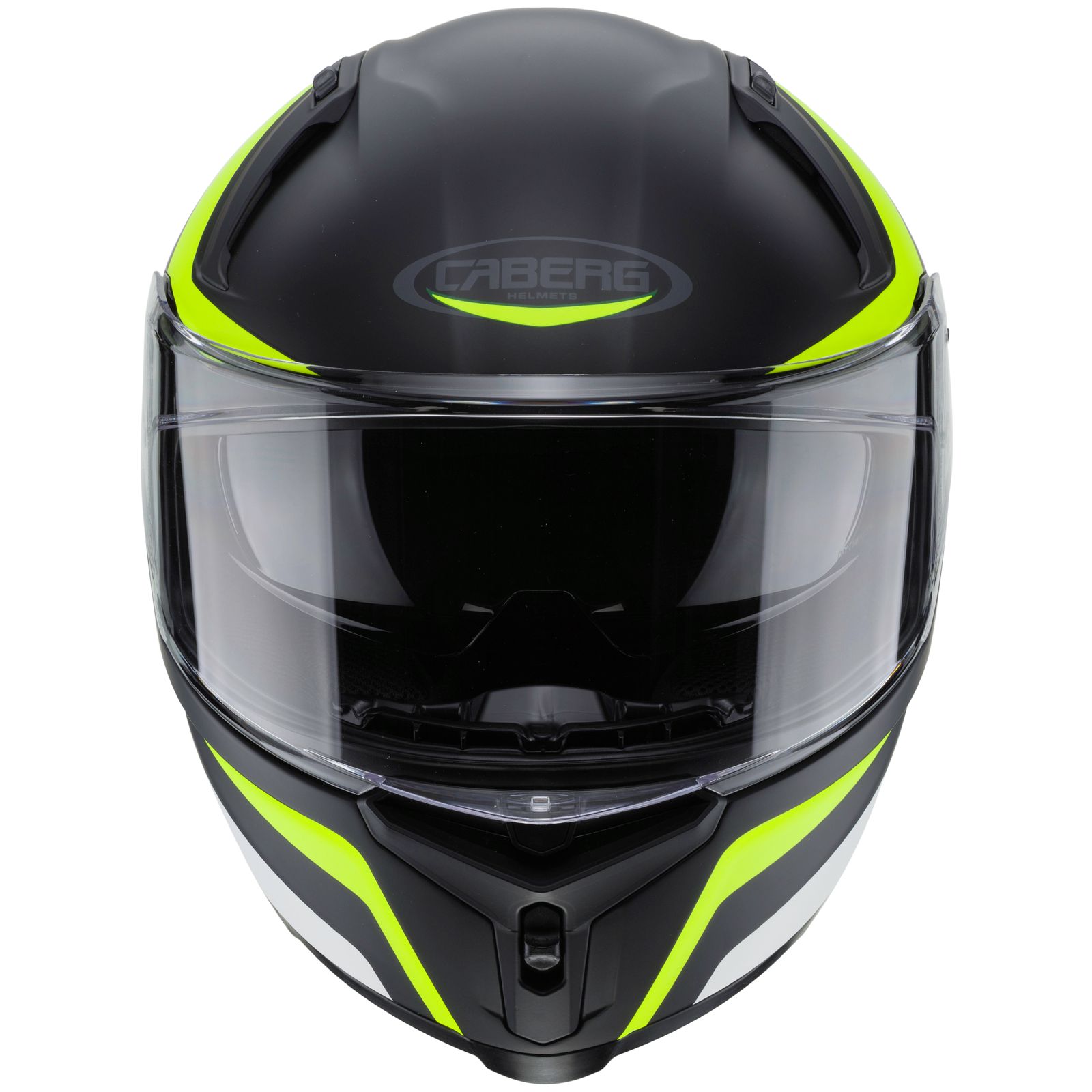 Casco Caberg Avalon Blast, negro mate/blanco-amarillo fluorescente