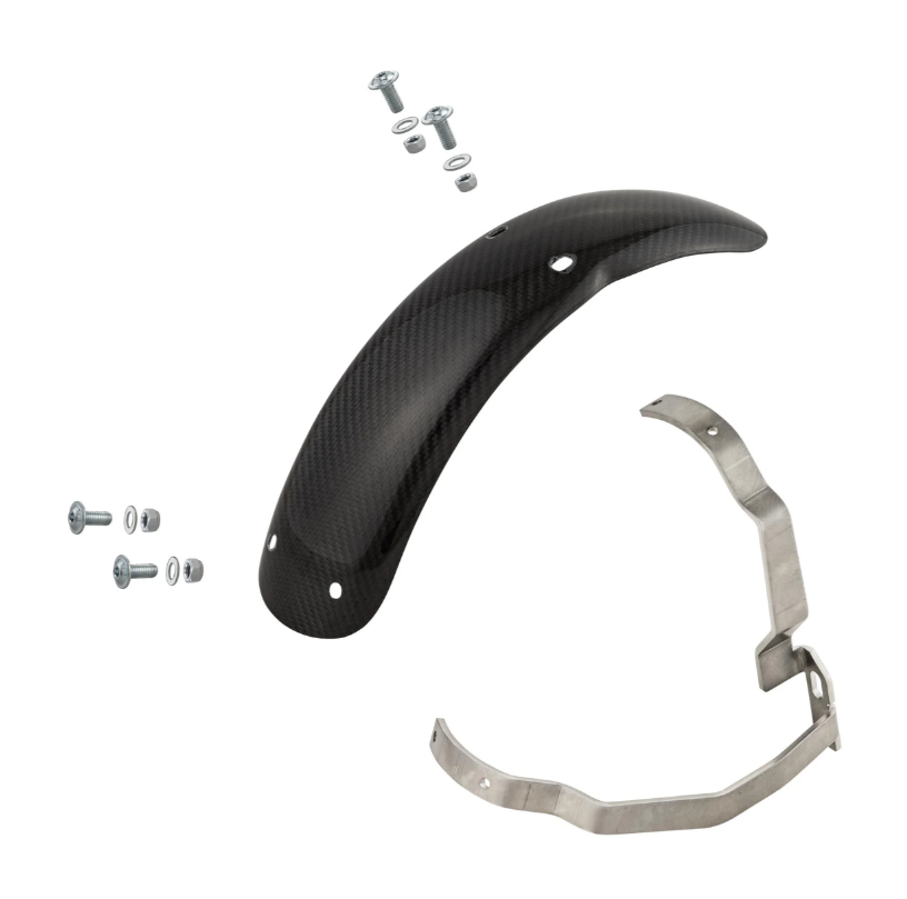 Guardabarros 2.0 Garelli Race EVO II para Vespa PX 80-200ccm, carbono transparente, soporte de acero inoxidable