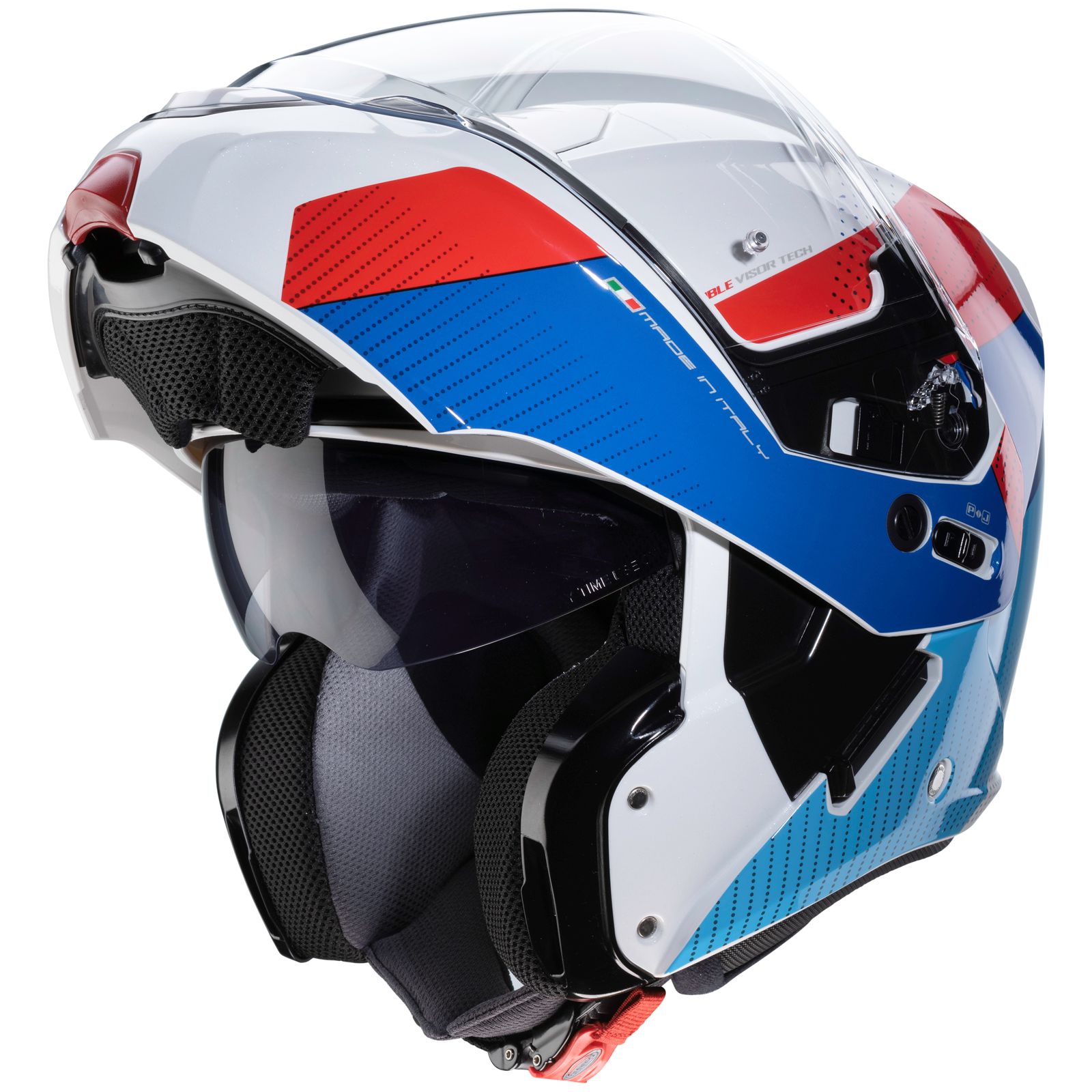 Casco Caberg Horus Scout, blanco metálico/azul rojizo