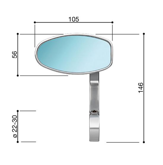 Espejo de manillar RIZOMA "REVERSE RETRO" izquierda o derecha para Vespa, anodizado gris