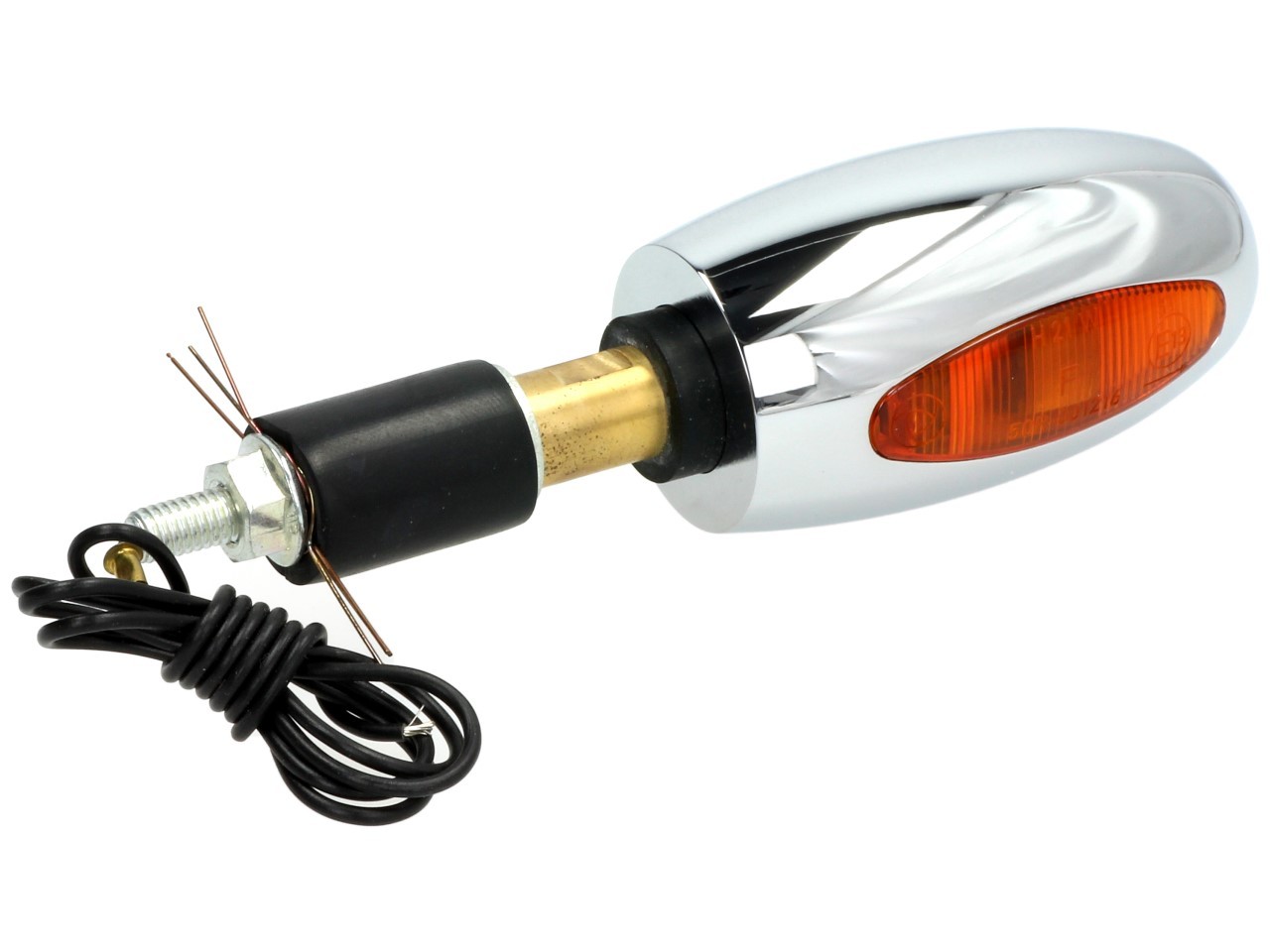 Indicador Kellermann, BL 1000 amarillo, latón, halógeno, VR/VL, 12 V, 21 W, cromo brillante