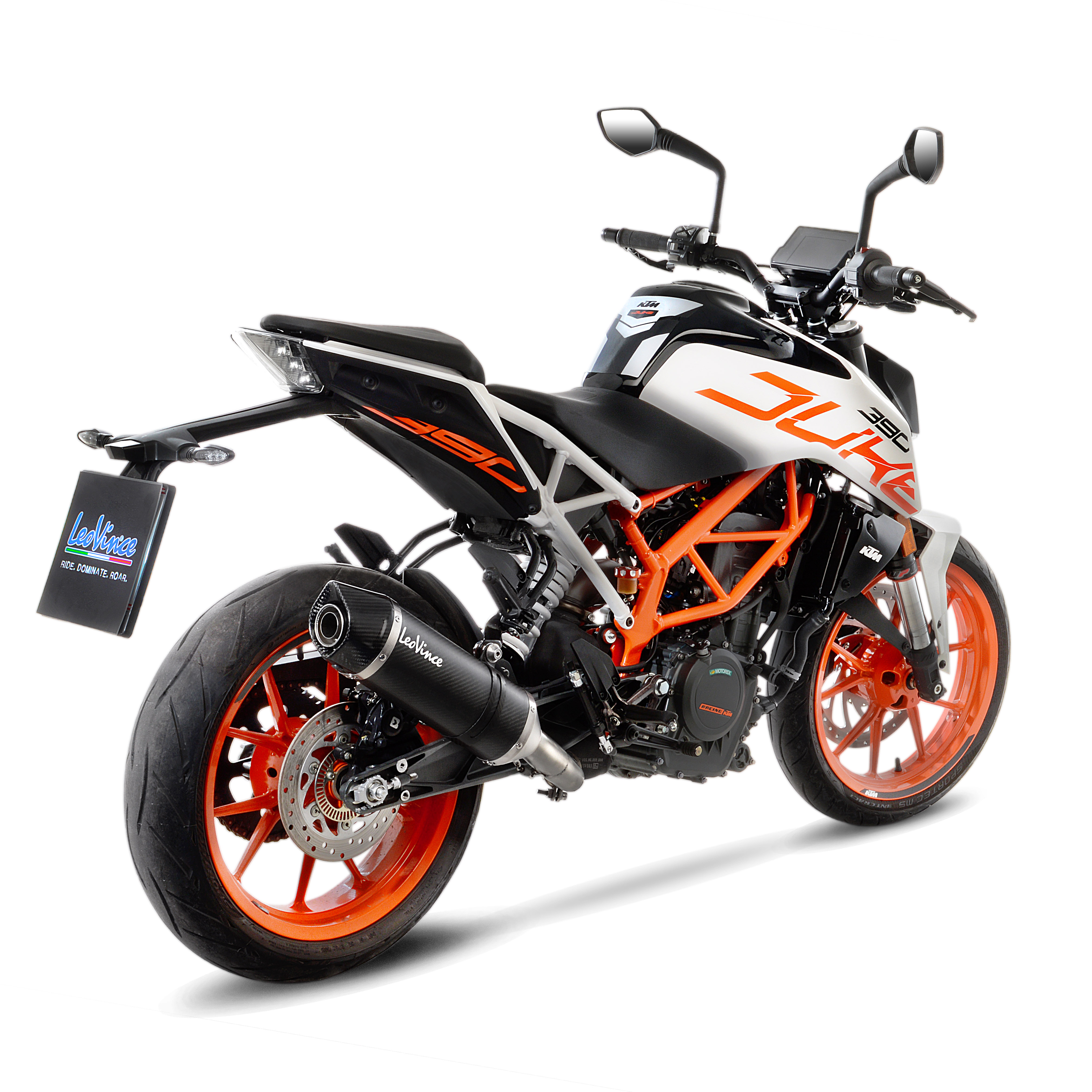 Sistema de escape LeoVince SBK LV One Evo 2, carbono, slip on para KTM Duke / RC (Bj.17-19)