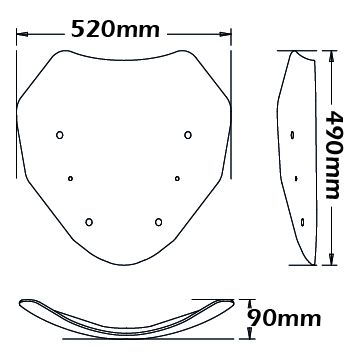 Parabrisas para soporte original - altura 490 mm para BMW R 1200 RT /R 1250 RT