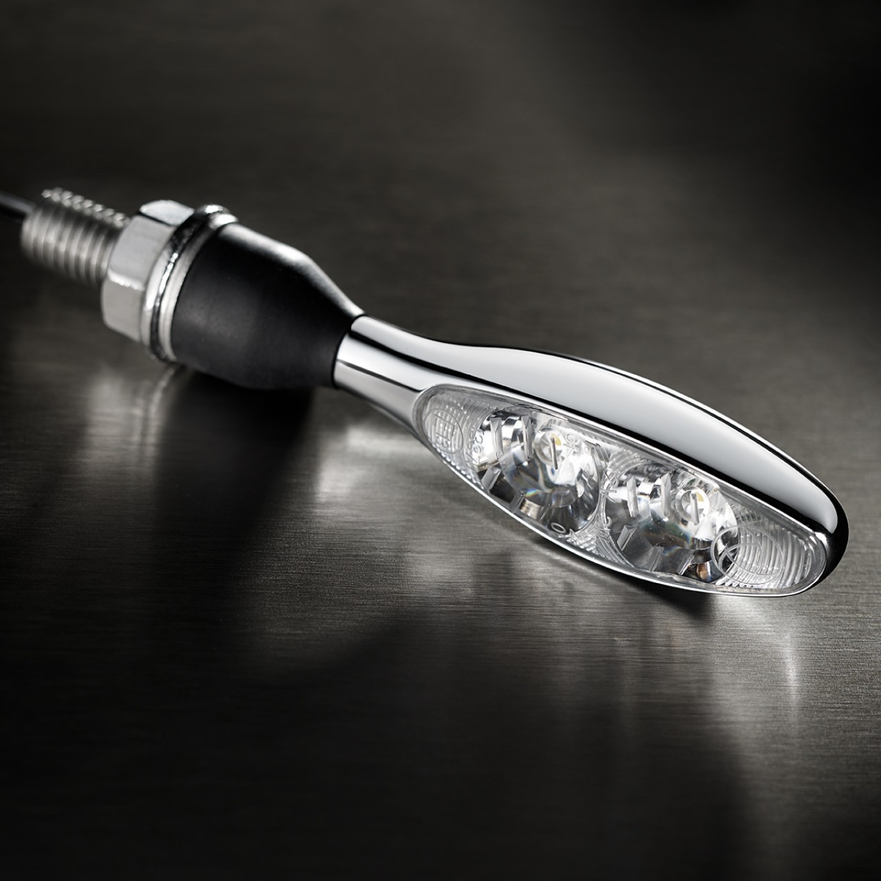Indicador Kellermann con luz de posición, Micro 1000 PL, acero, LED, VL/VR, 12 V, cromo brillante, M8x20